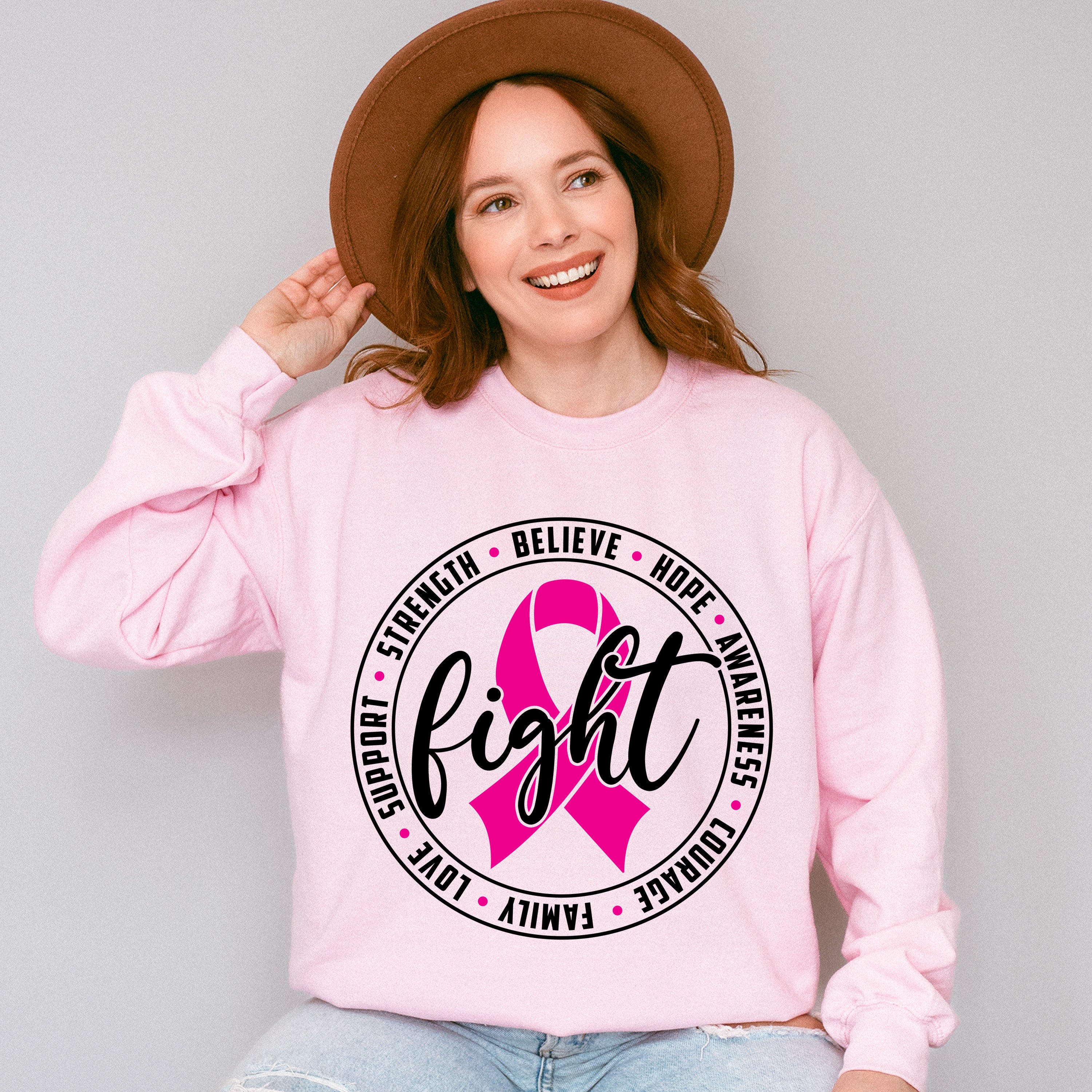 Fight Circular Design - Cancer Unisex Crewneck T-Shirt Sweatshirt Hoodie