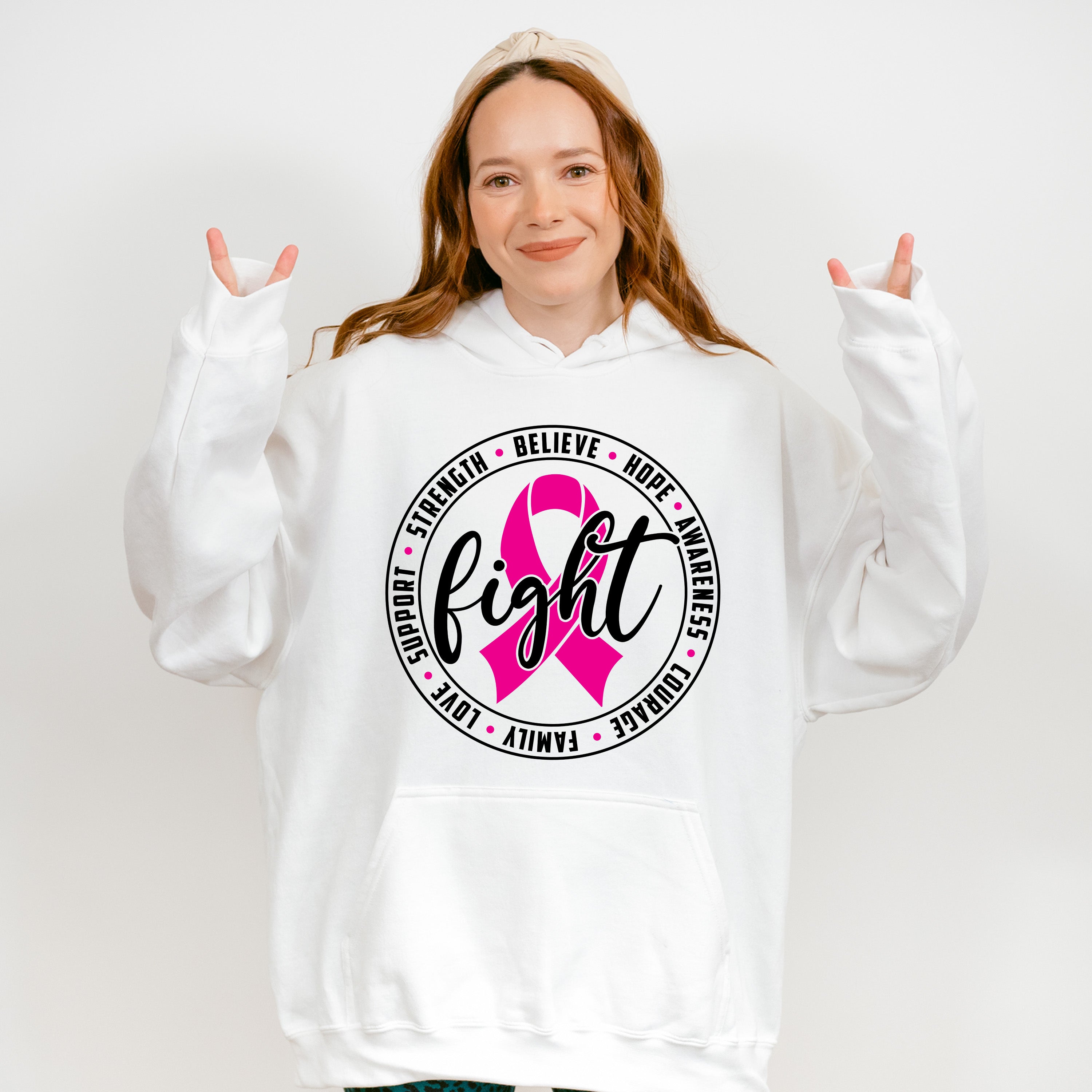 Fight Circular Design - Cancer Unisex Crewneck T-Shirt Sweatshirt Hoodie