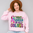 Fight Cancer In All Colors Colorful Design - Cancer Unisex Crewneck T-Shirt Sweatshirt Hoodie