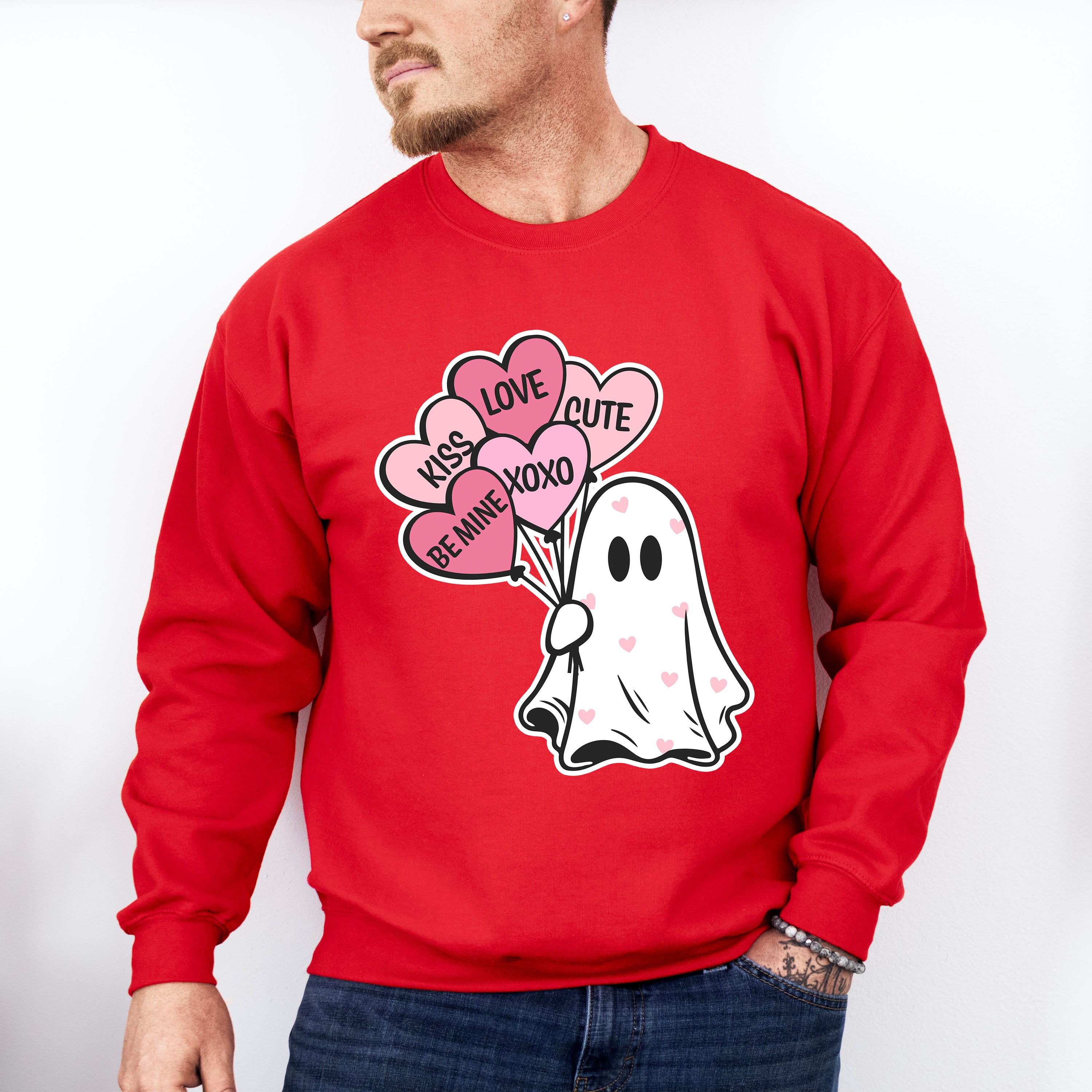 Kiss Love Be Mine Ghost - Valentine's Day Unisex Crewneck T-Shirt Sweatshirt Hoodie