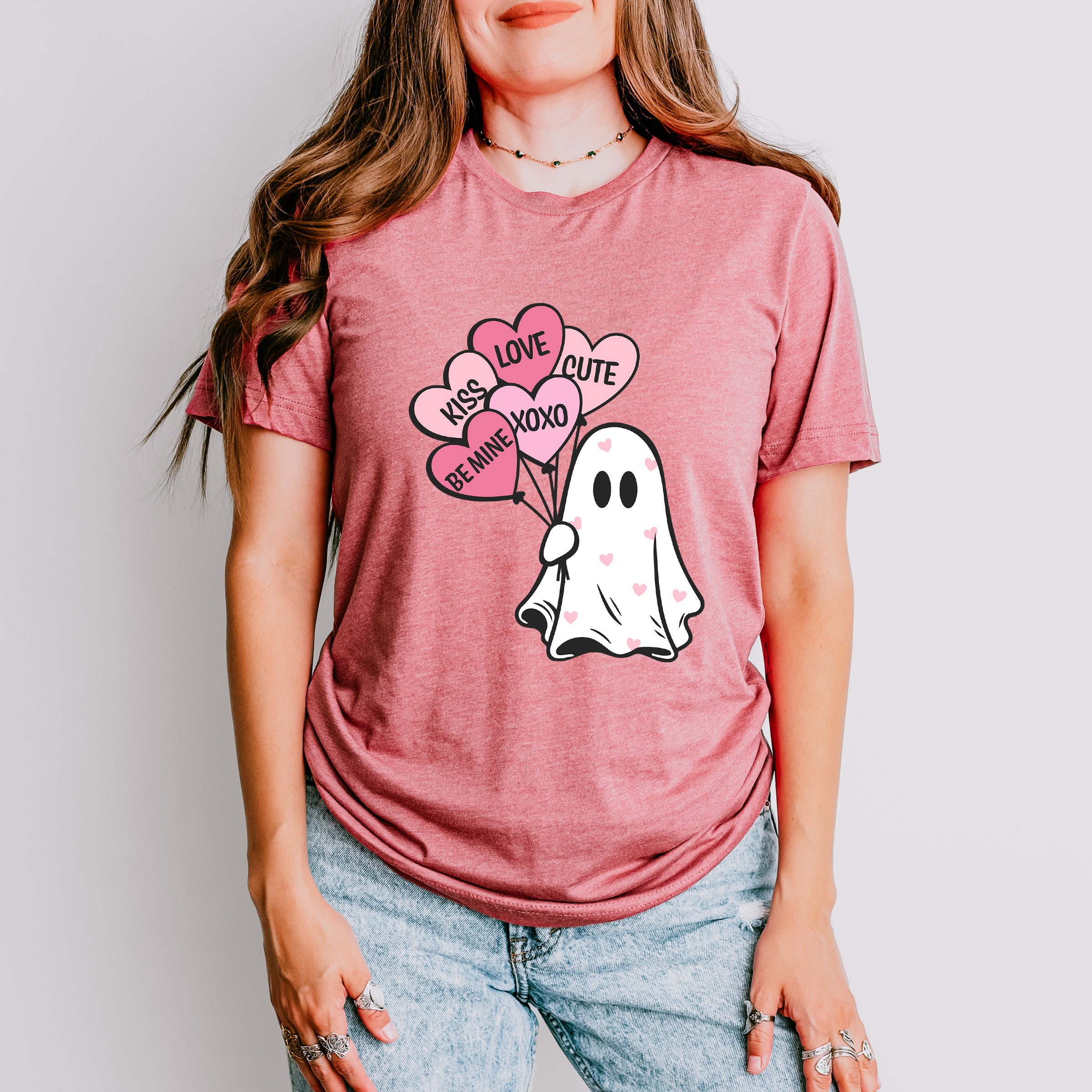 Kiss Love Be Mine Ghost - Valentine's Day Unisex Crewneck T-Shirt Sweatshirt Hoodie