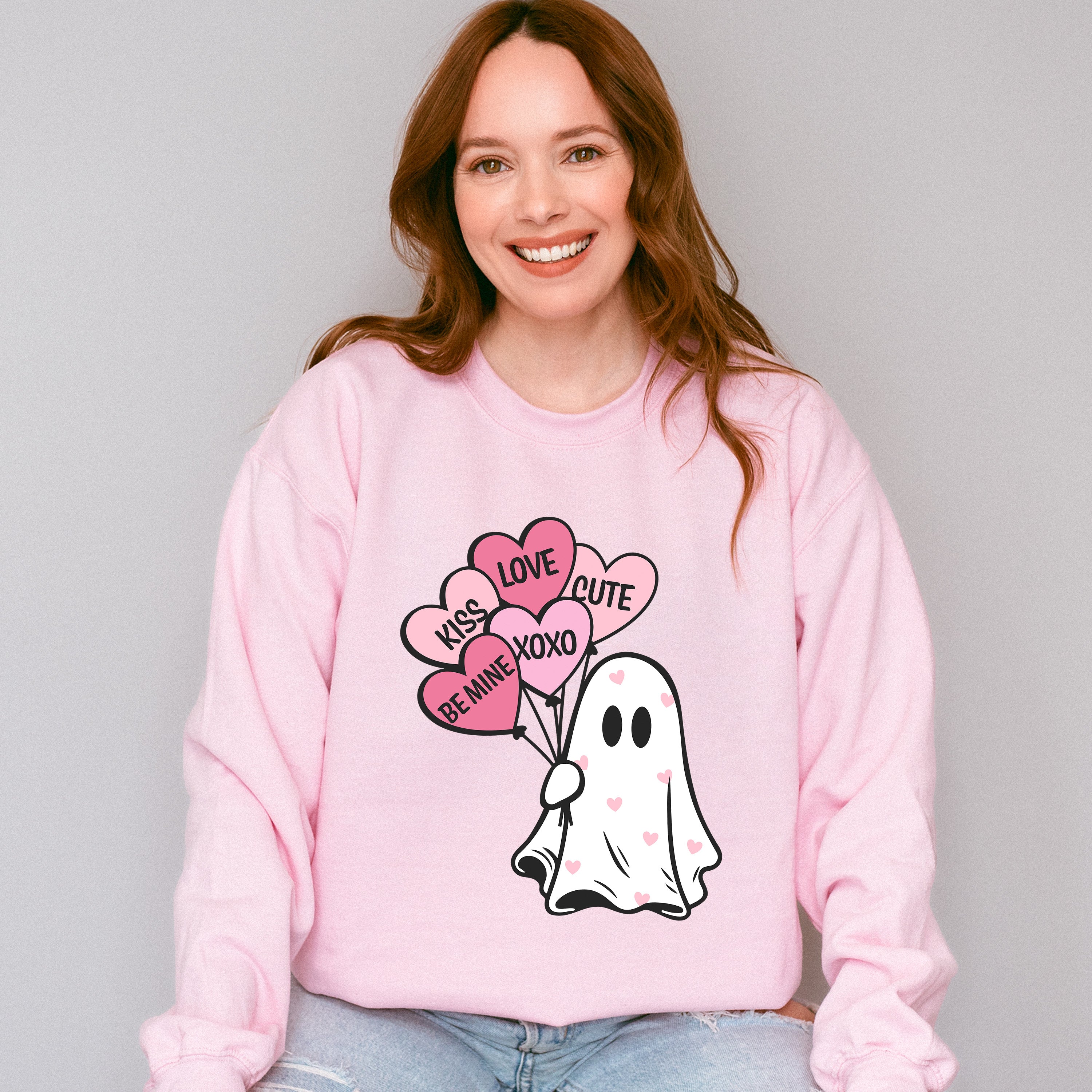 Kiss Love Be Mine Ghost - Valentine's Day Unisex Crewneck T-Shirt Sweatshirt Hoodie