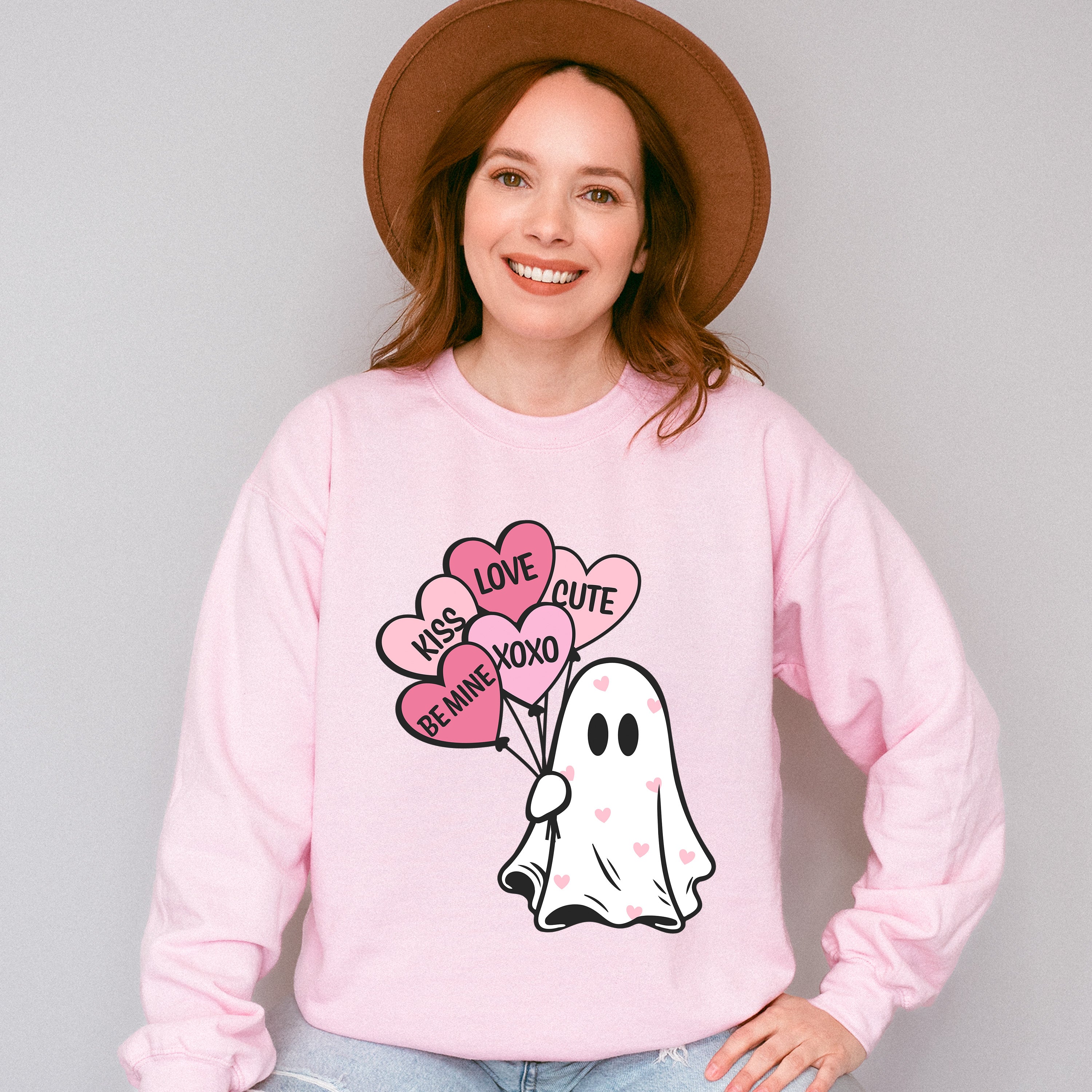 Kiss Love Be Mine Ghost - Valentine's Day Unisex Crewneck T-Shirt Sweatshirt Hoodie