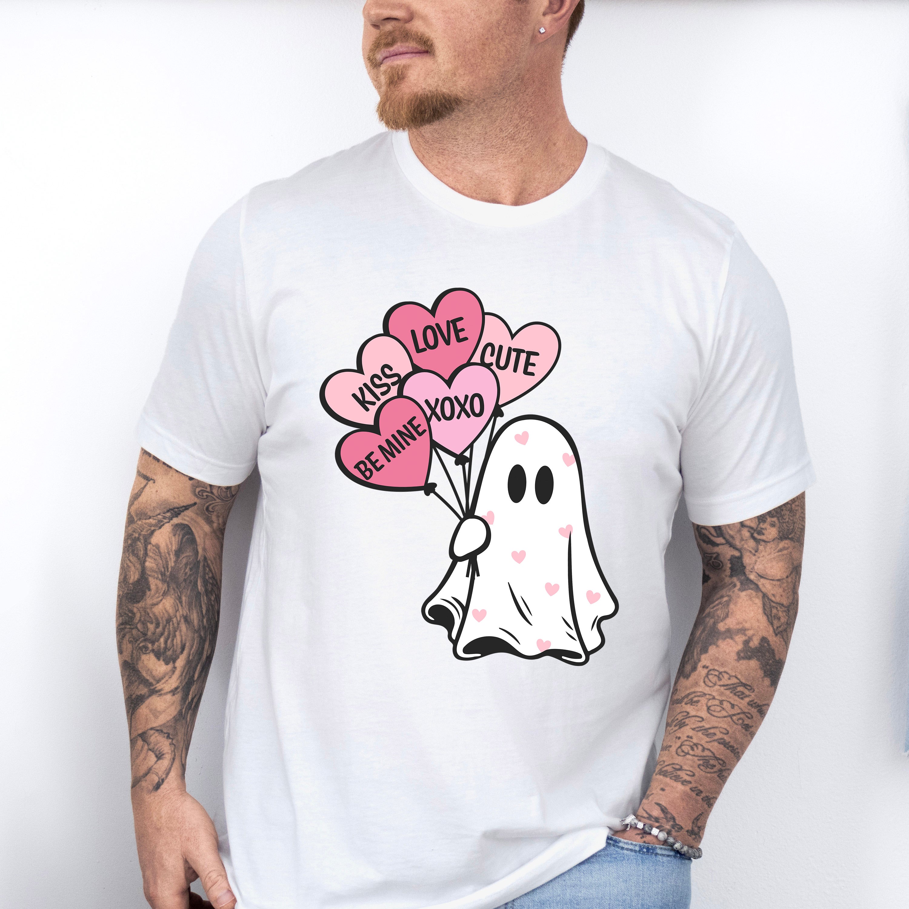 Kiss Love Be Mine Ghost - Valentine's Day Unisex Crewneck T-Shirt Sweatshirt Hoodie
