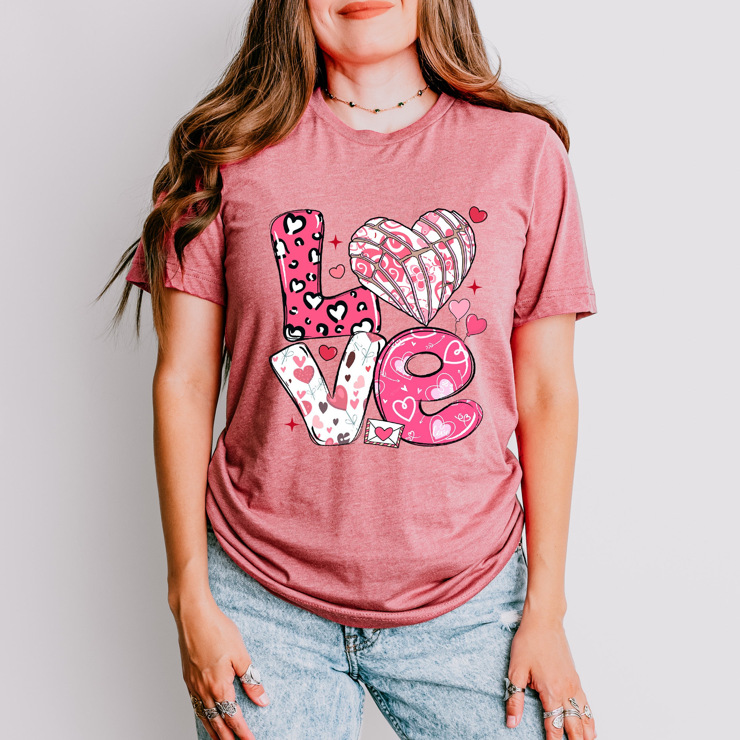 Love Heart Concha Pink Design - Valentine's Day Unisex Crewneck T-Shirt Sweatshirt Hoodie