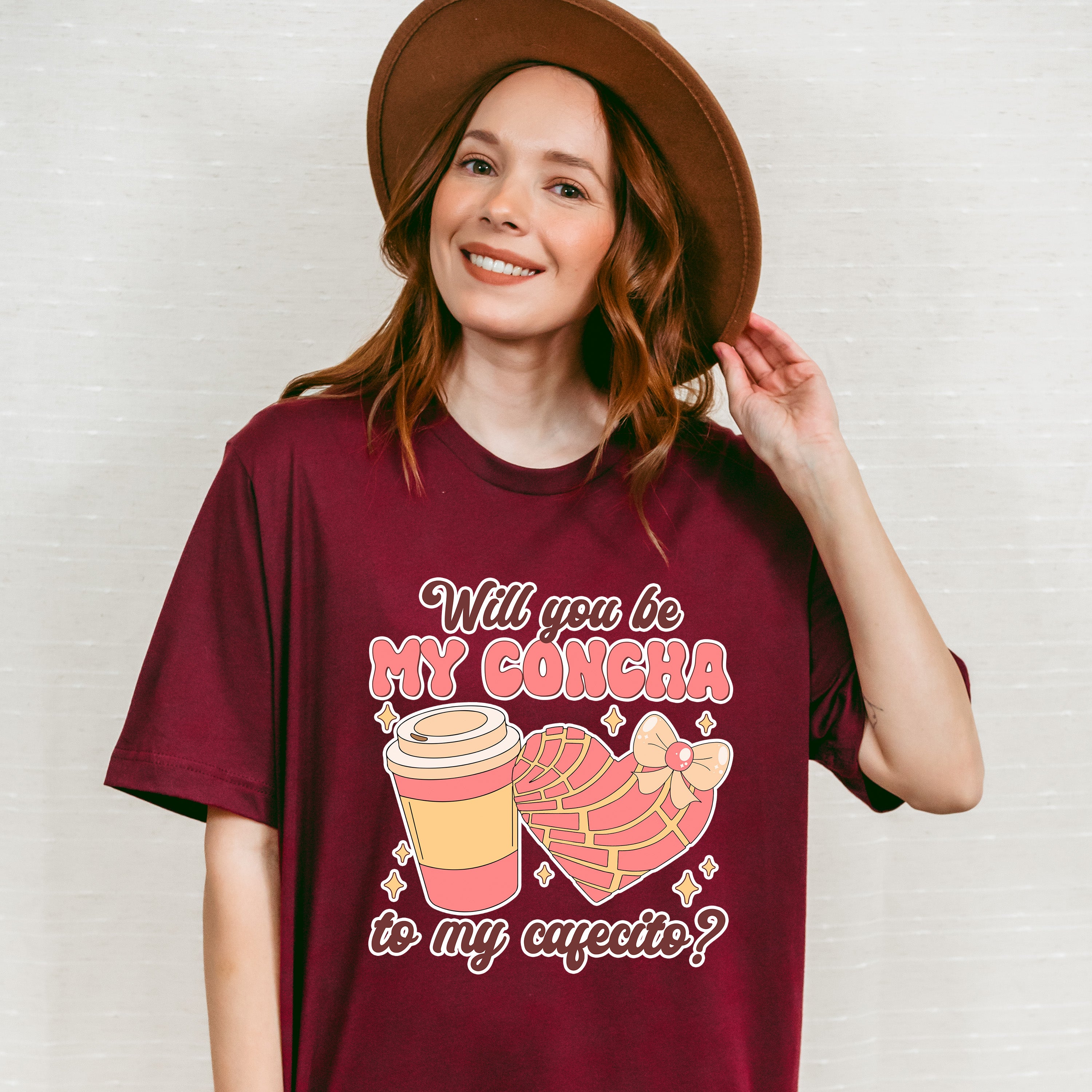 Will You Be My Concha To My Cafecito - Valentine's Day Unisex Crewneck T-Shirt Sweatshirt Hoodie