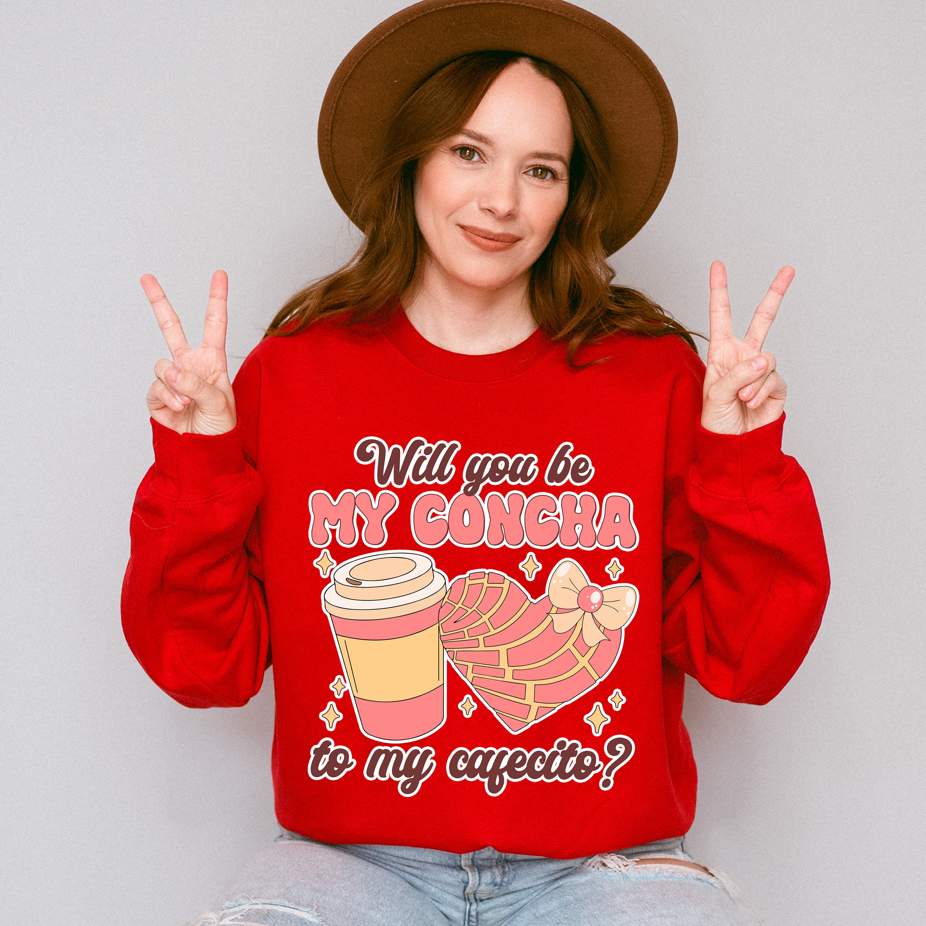 Will You Be My Concha To My Cafecito - Valentine's Day Unisex Crewneck T-Shirt Sweatshirt Hoodie