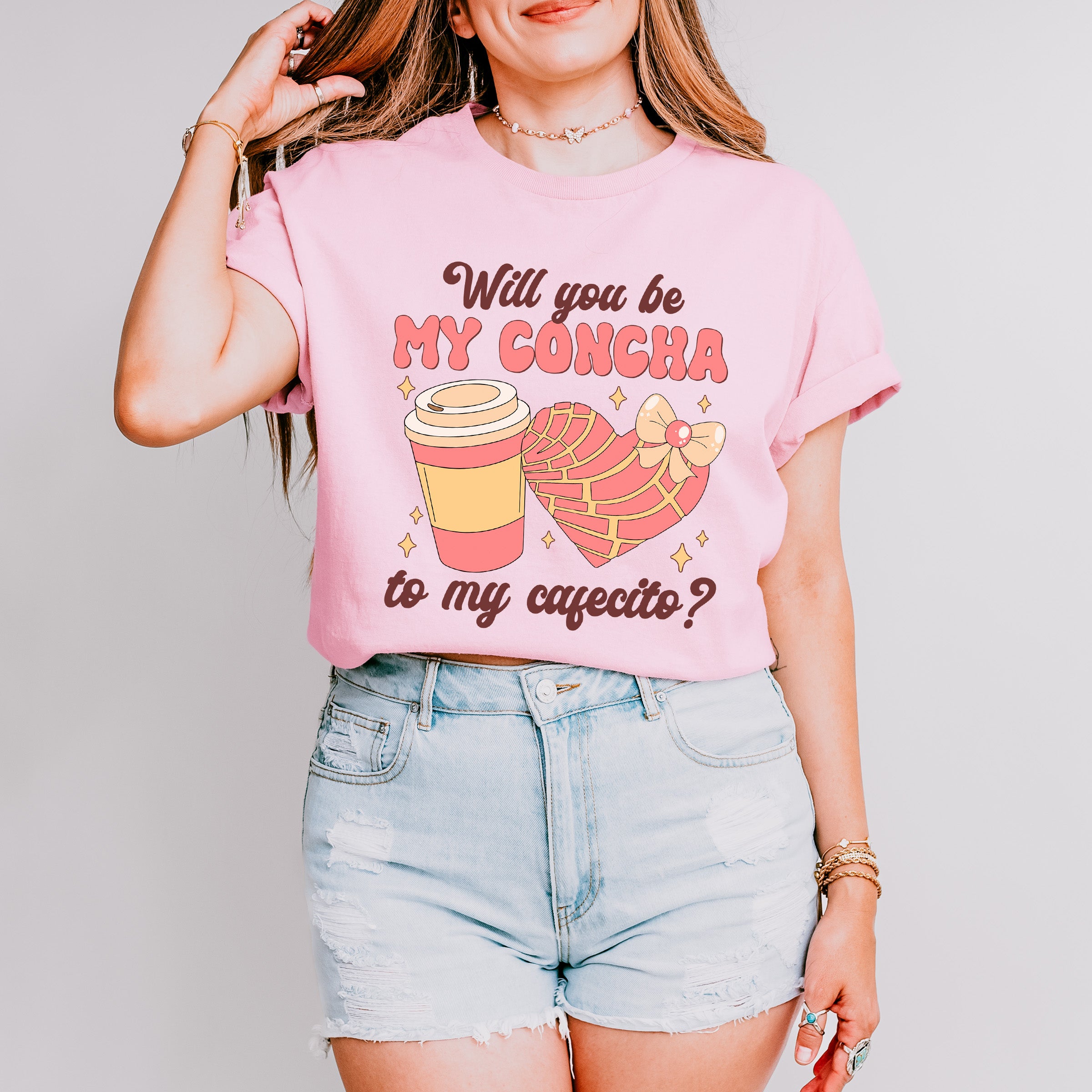 Will You Be My Concha To My Cafecito - Valentine's Day Unisex Crewneck T-Shirt Sweatshirt Hoodie