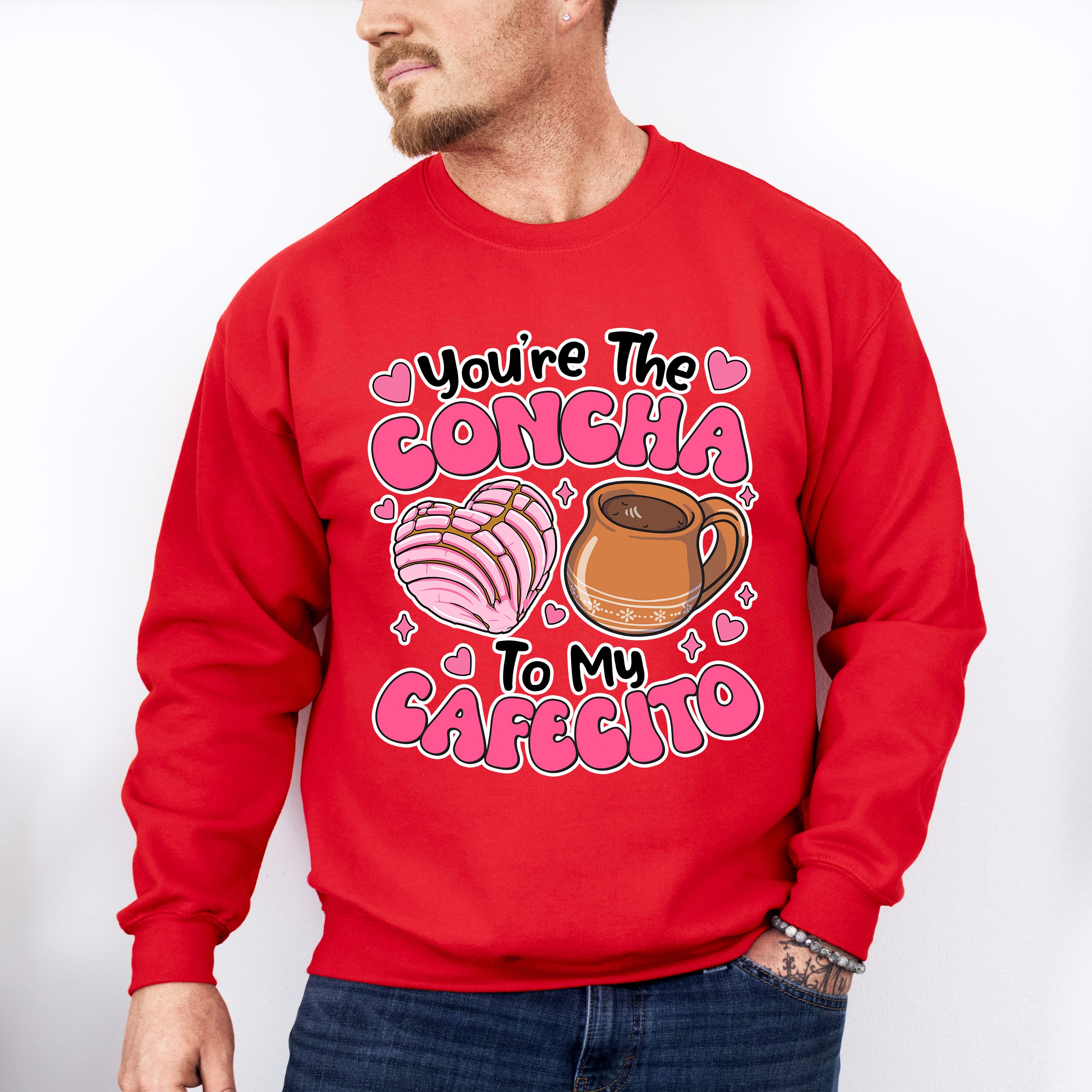 You're The Concha To My Cafecito B&amp;W - Valentine's Day Unisex Crewneck T-Shirt Sweatshirt Hoodie