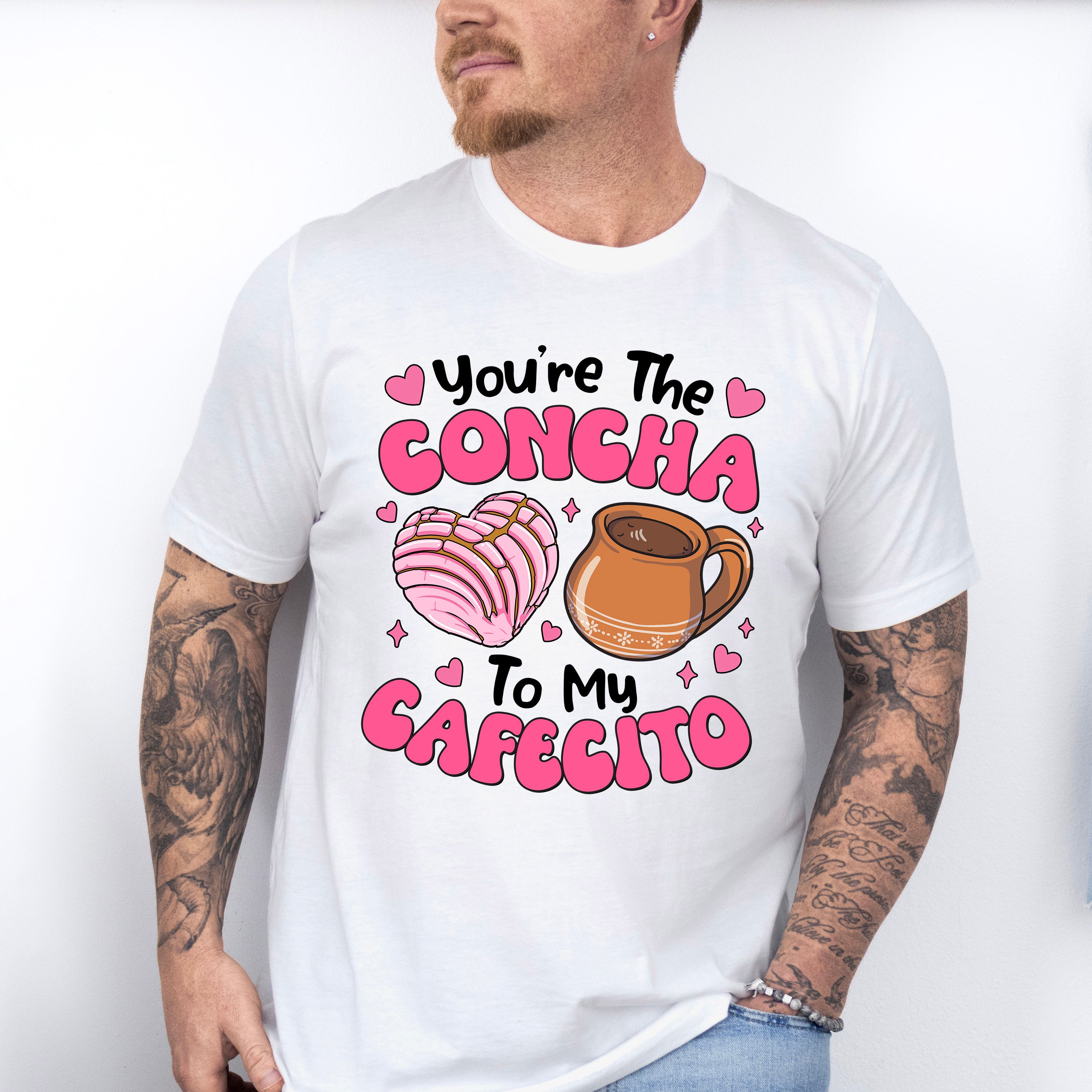 You're The Concha To My Cafecito B&amp;W - Valentine's Day Unisex Crewneck T-Shirt Sweatshirt Hoodie
