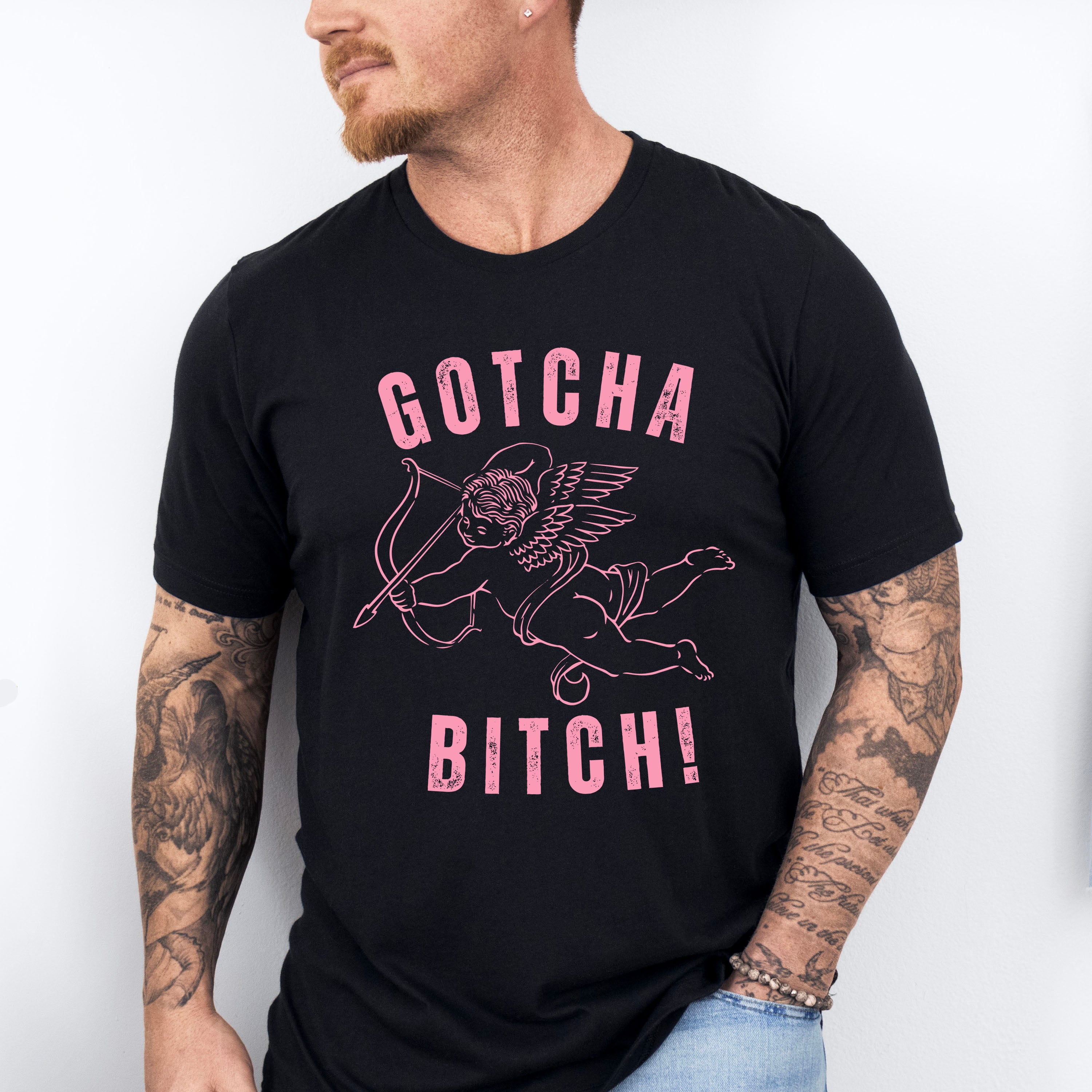 Gotcha Bitch Eros Pink Design - Valentine's Day Unisex Crewneck T-Shirt Sweatshirt Hoodie