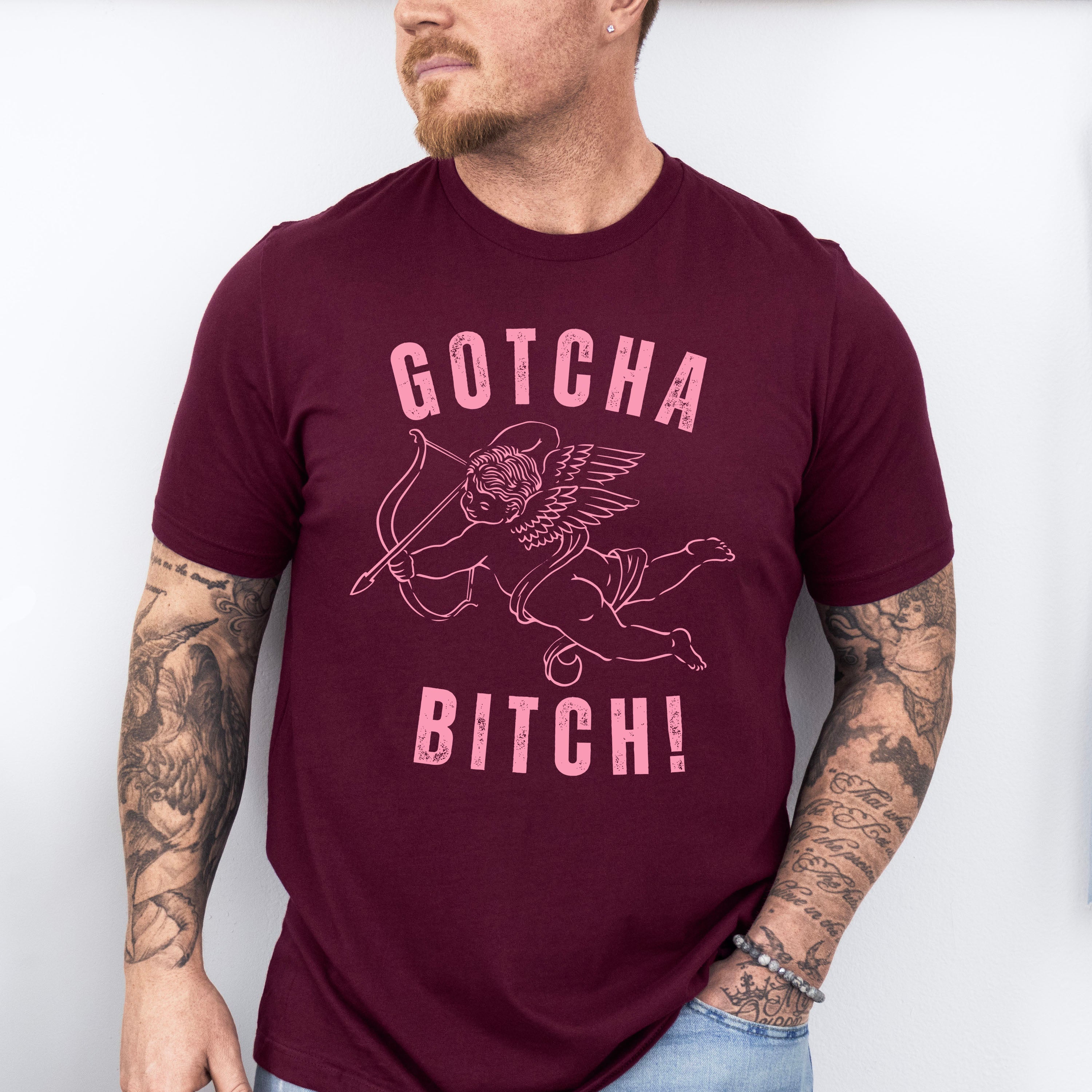 Gotcha Bitch Eros Pink Design - Valentine's Day Unisex Crewneck T-Shirt Sweatshirt Hoodie