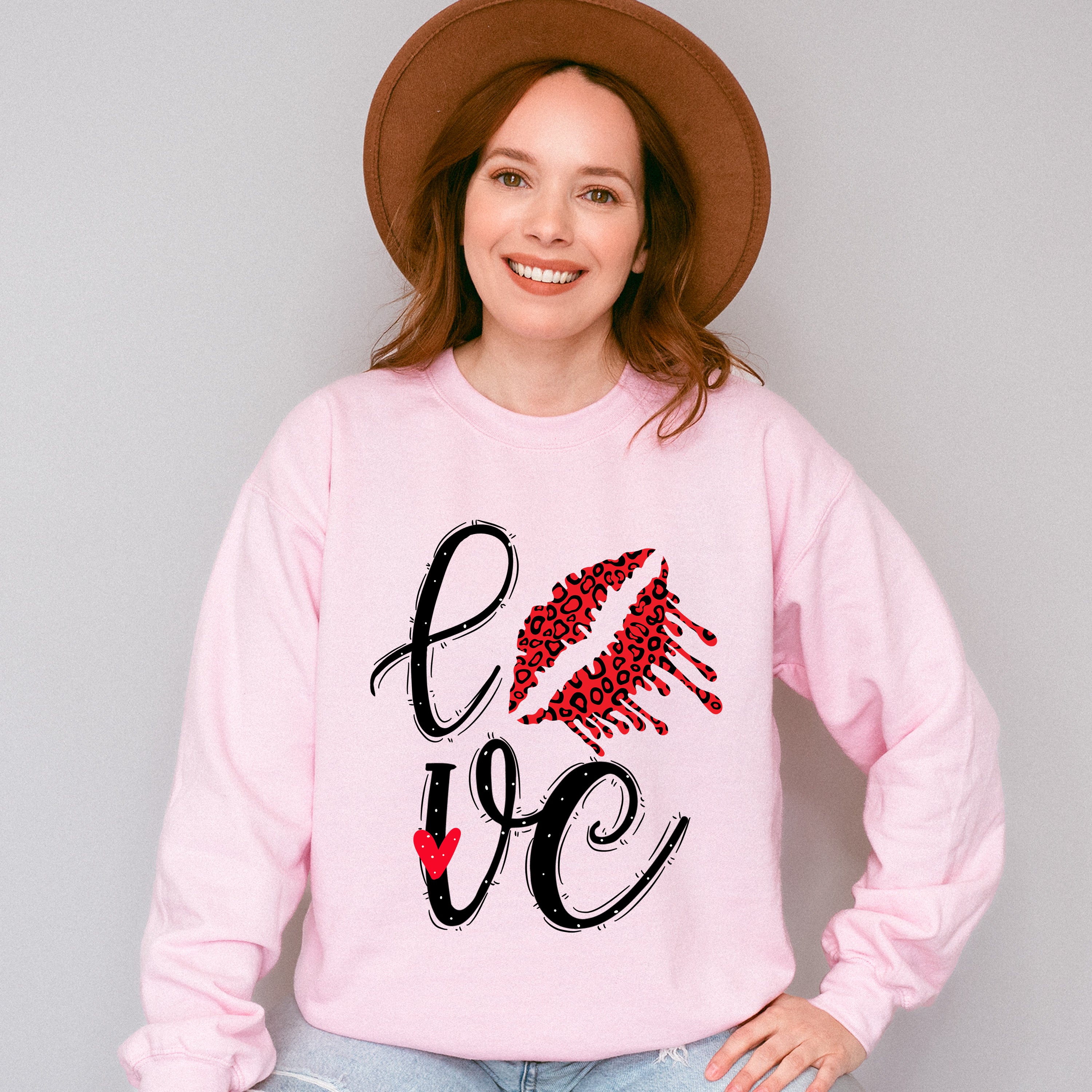 Love Lipstick Print - Valentine's Day Unisex Crewneck T-Shirt Sweatshirt Hoodie