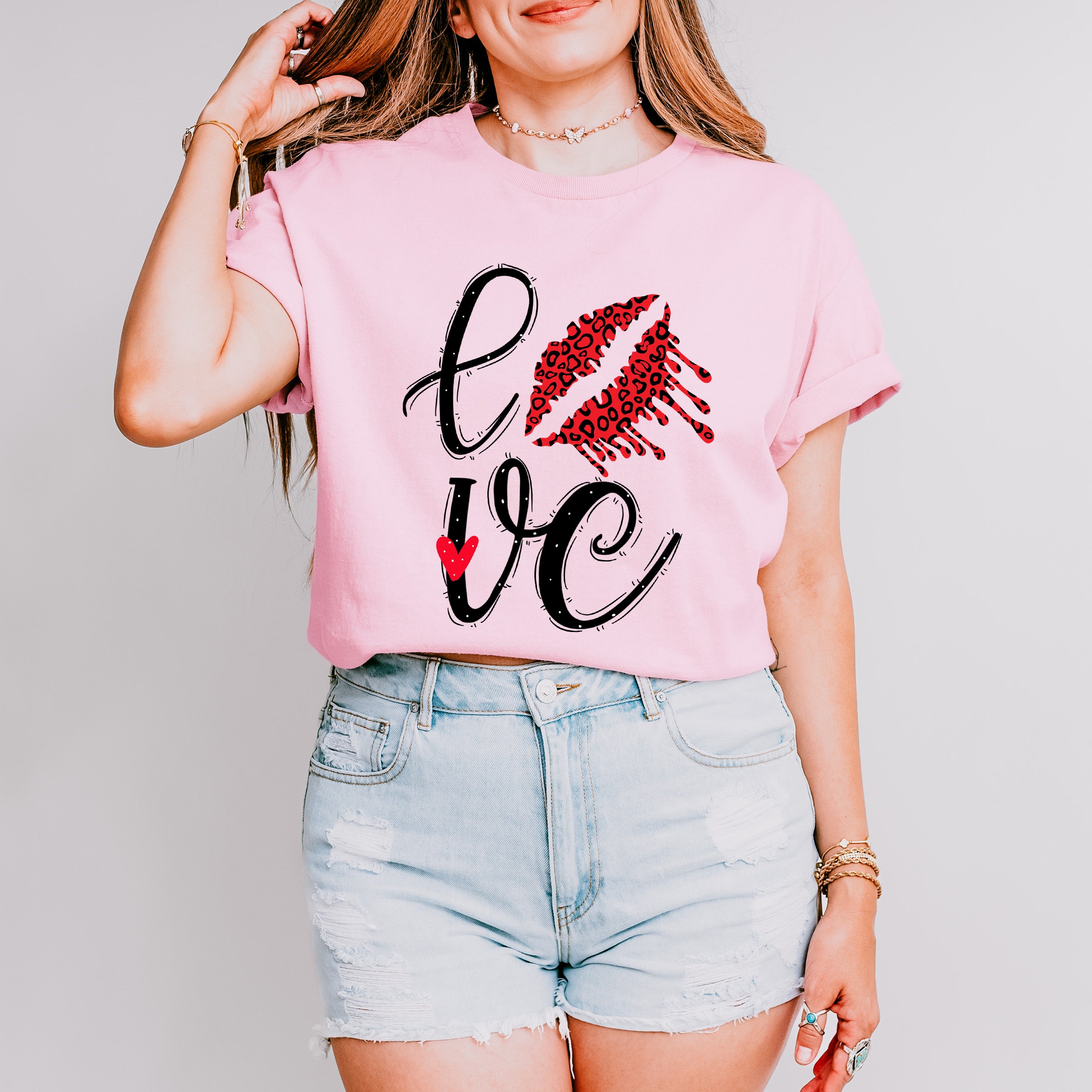 Love Lipstick Print - Valentine's Day Unisex Crewneck T-Shirt Sweatshirt Hoodie