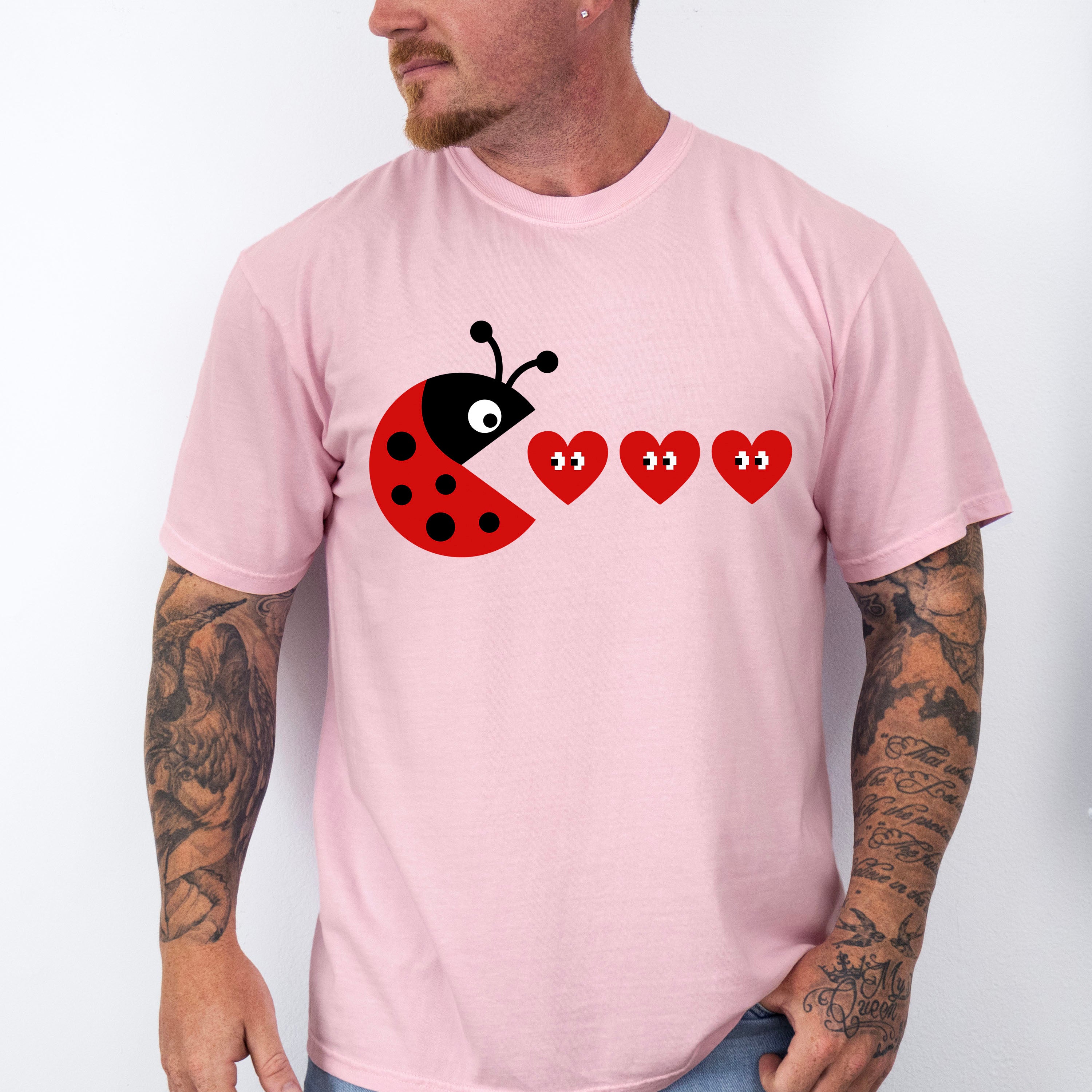 Ladybug Pacman Design - Valentine's Day Unisex Crewneck T-Shirt Sweatshirt Hoodie