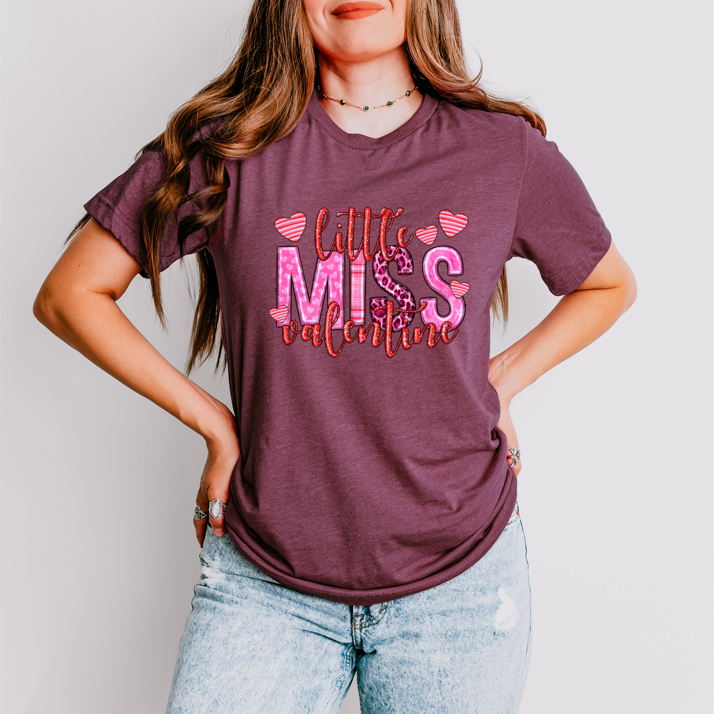 Little Miss Valentine Hearts - Valentine's Day Unisex Crewneck T-Shirt Sweatshirt Hoodie