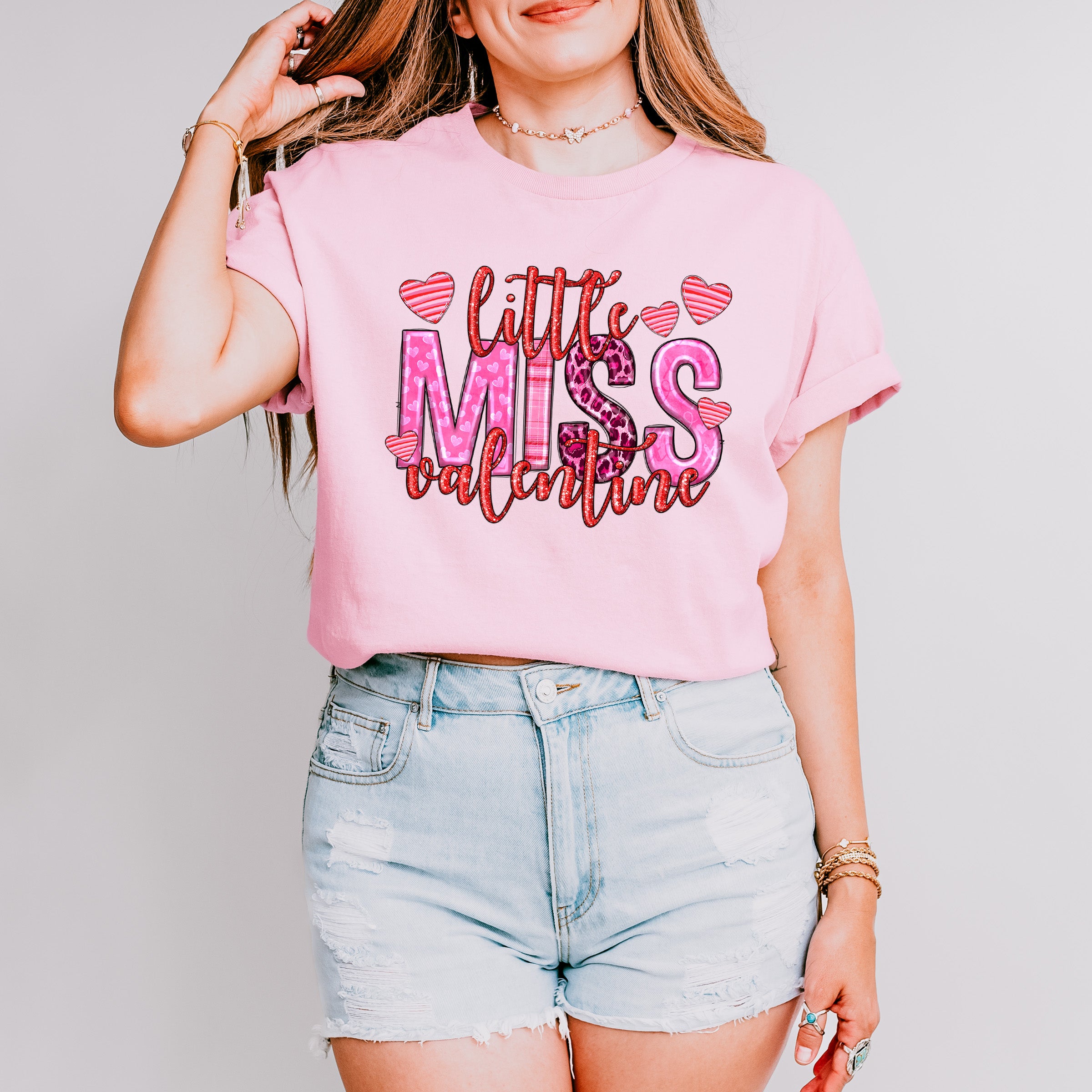 Little Miss Valentine Hearts - Valentine's Day Unisex Crewneck T-Shirt Sweatshirt Hoodie
