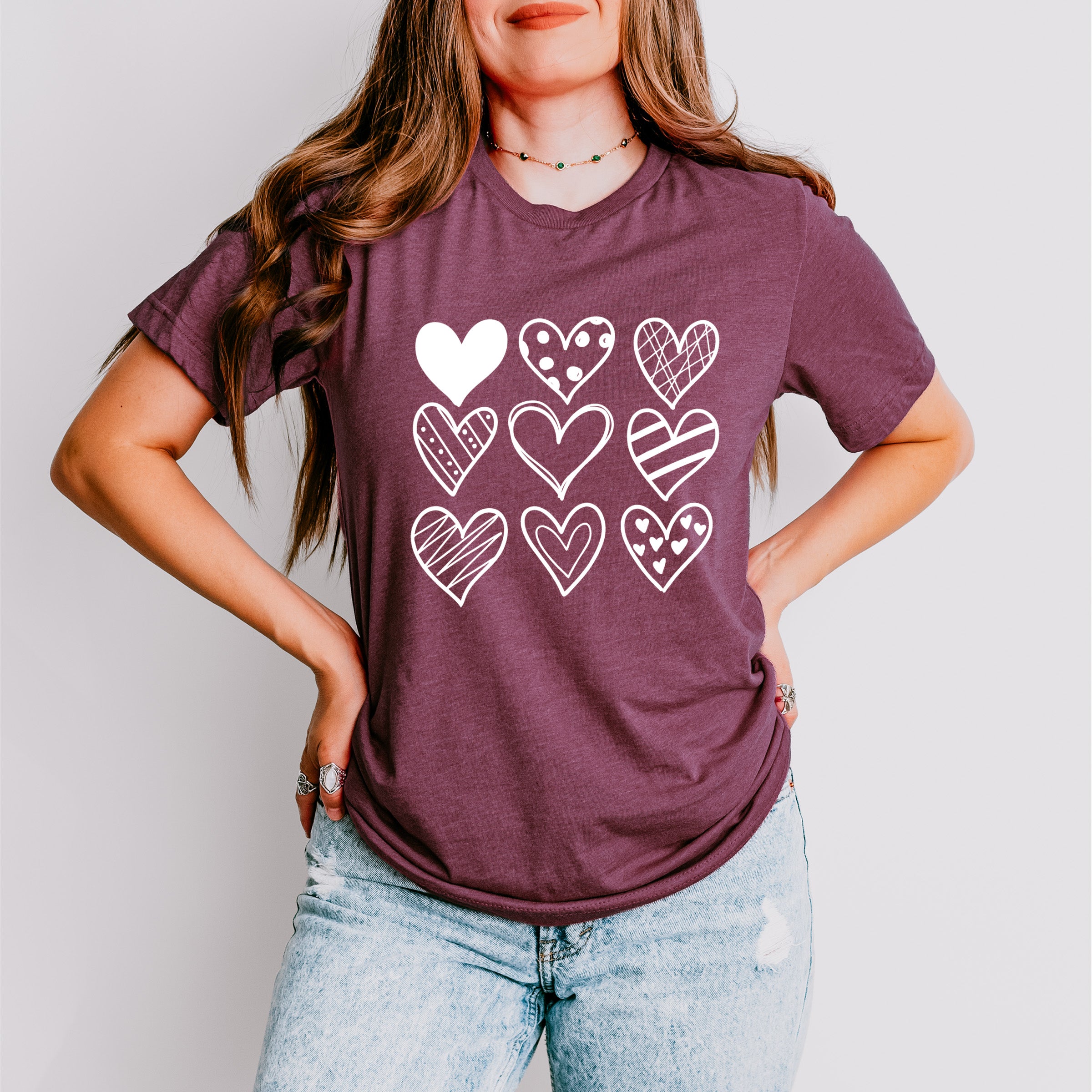 B&amp;W Hearts - Valentine's Day Unisex Crewneck T-Shirt Sweatshirt Hoodie