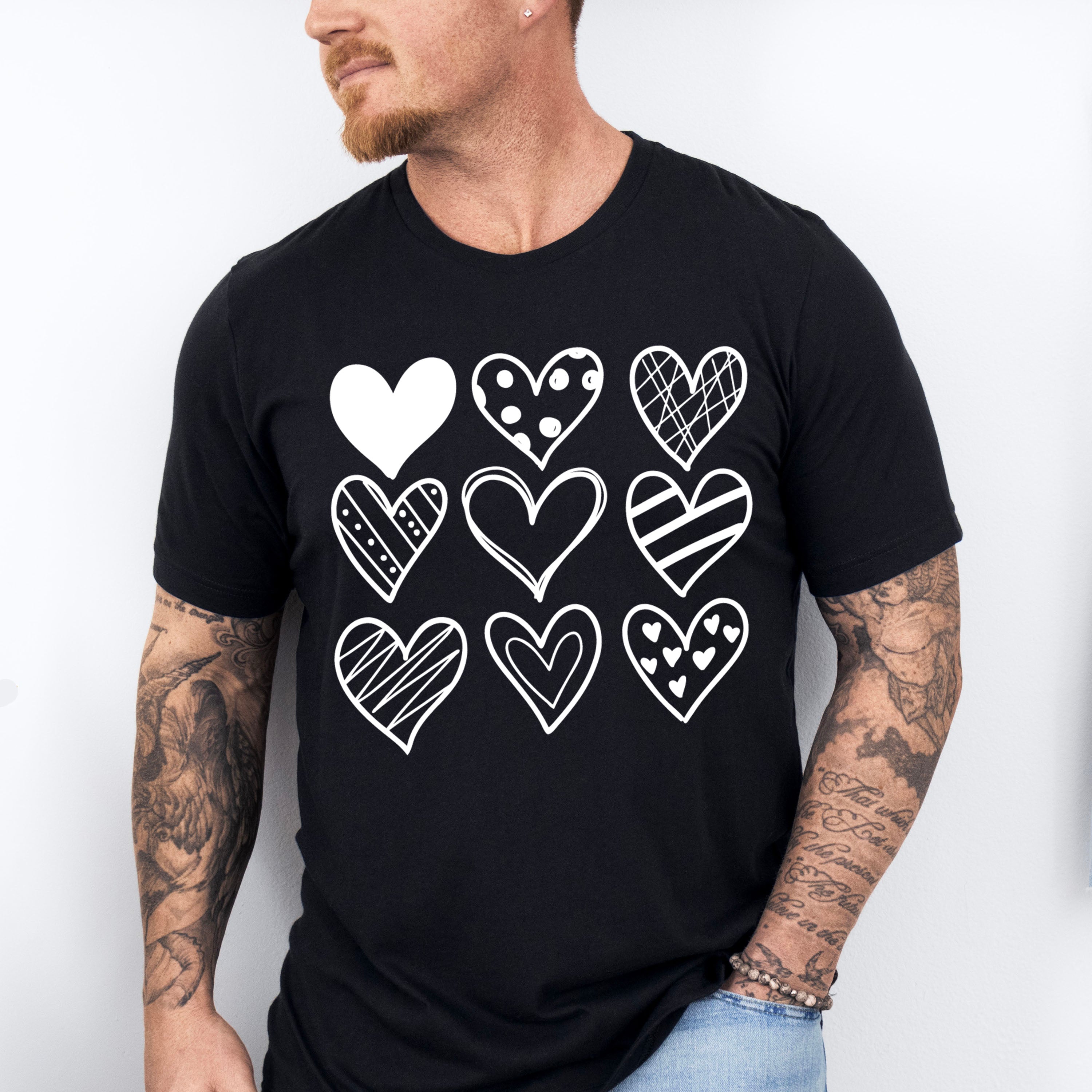 B&amp;W Hearts - Valentine's Day Unisex Crewneck T-Shirt Sweatshirt Hoodie
