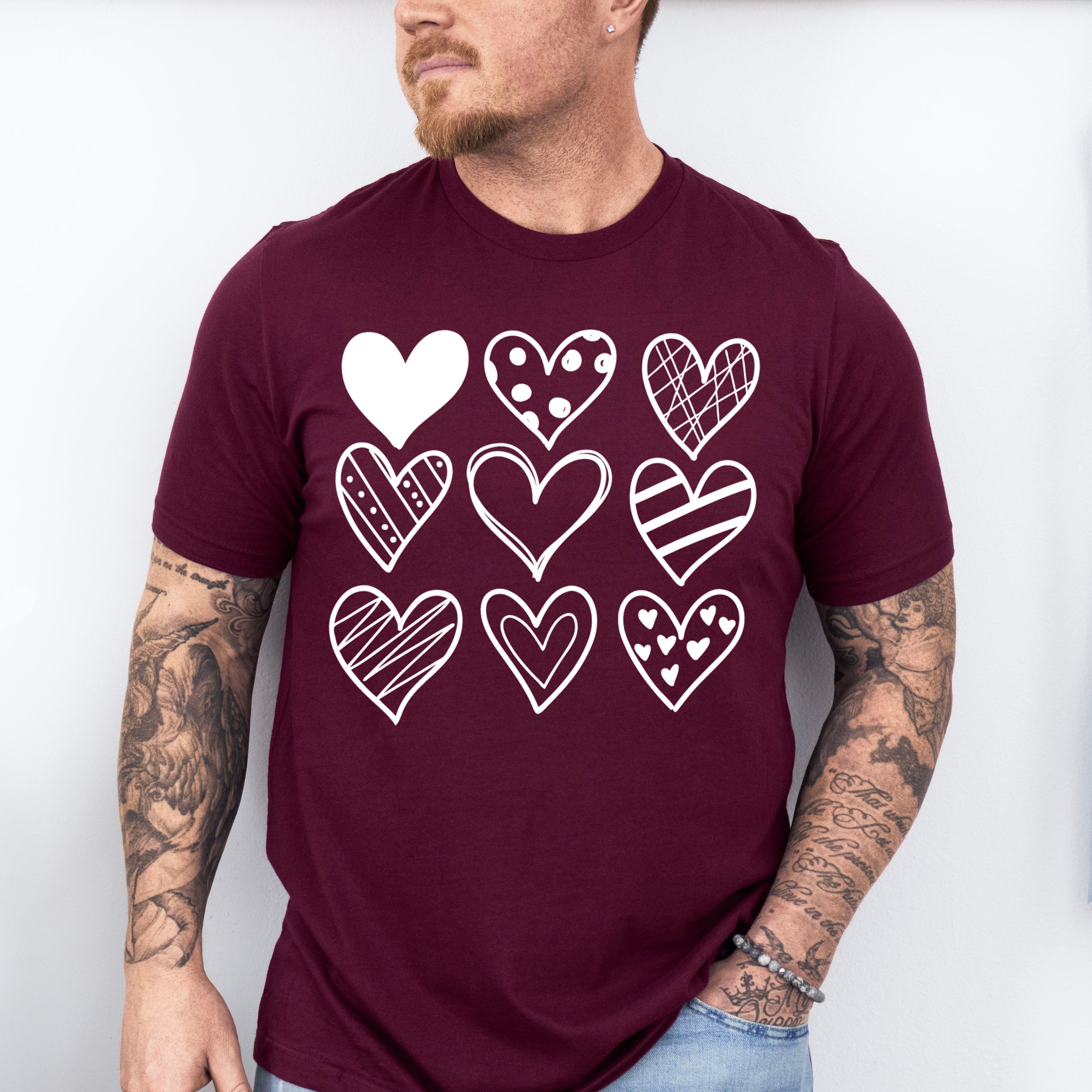 B&amp;W Hearts - Valentine's Day Unisex Crewneck T-Shirt Sweatshirt Hoodie