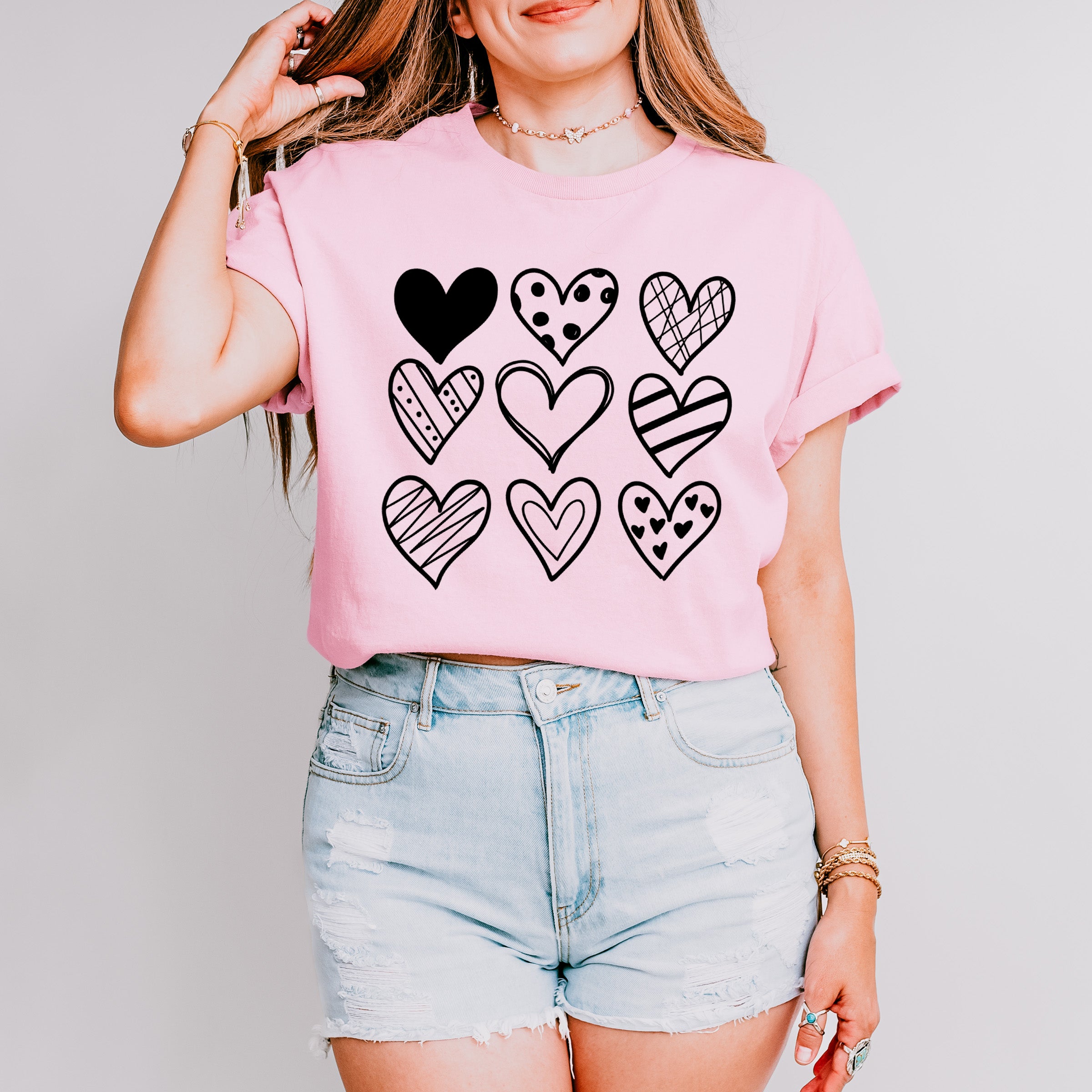 B&amp;W Hearts - Valentine's Day Unisex Crewneck T-Shirt Sweatshirt Hoodie