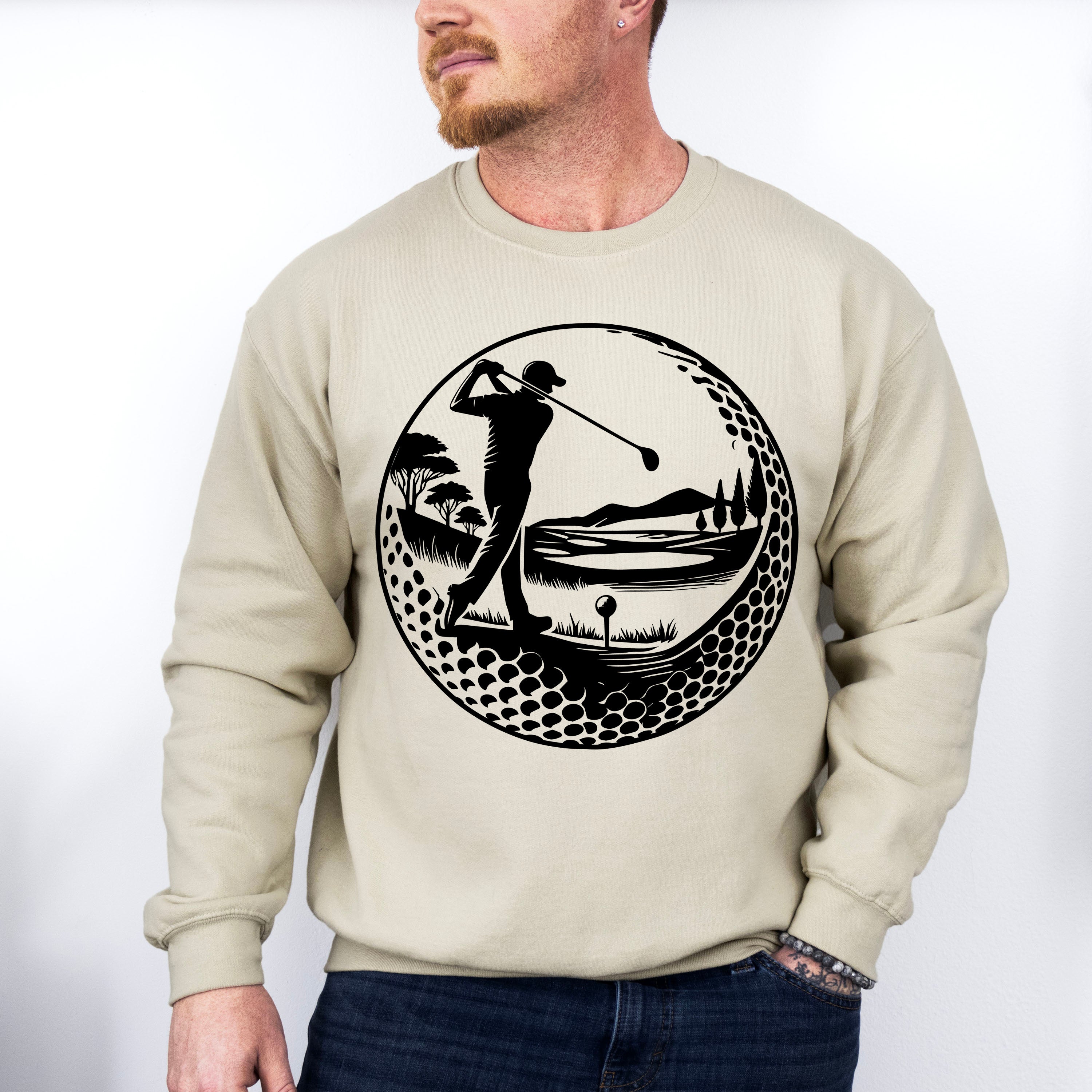Golf Swing B&amp;W Design - Golf Unisex Crewneck T-Shirt Sweatshirt Hoodie
