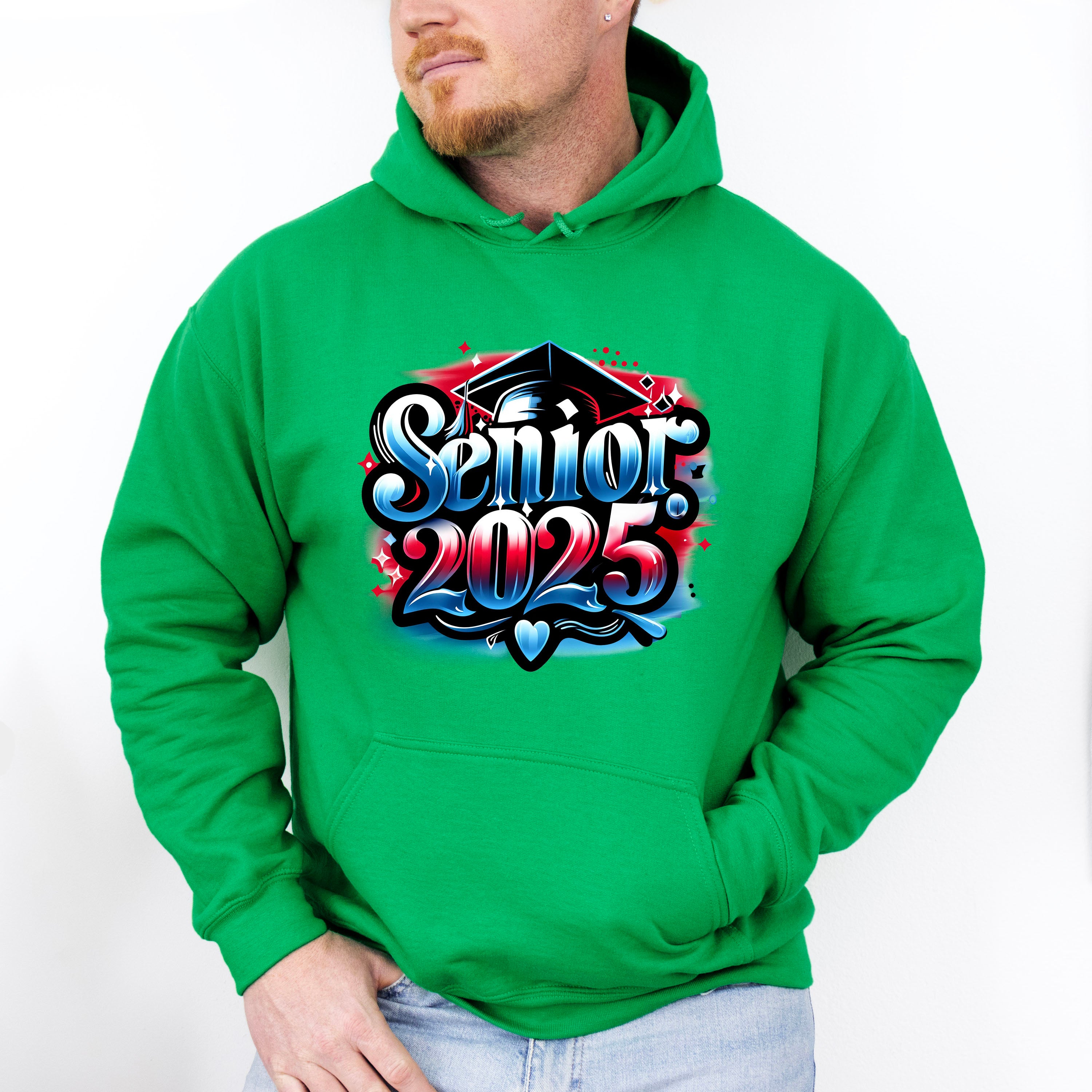 Senior 2025 Red And Blue Design - Graduation Unisex Crewneck T-Shirt Sweatshirt Hoodie