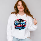 Senior 2025 Red And Blue Design - Graduation Unisex Crewneck T-Shirt Sweatshirt Hoodie