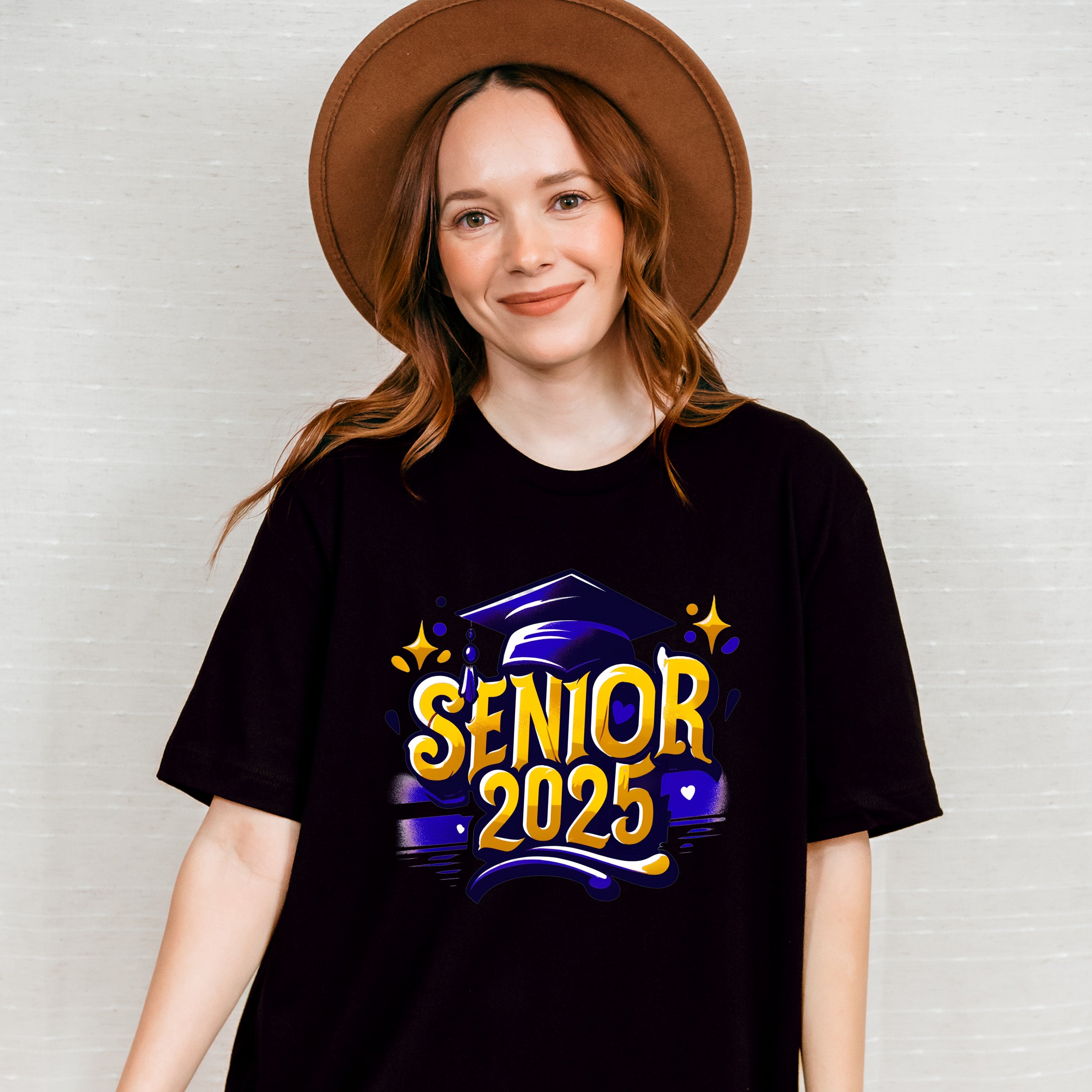 Senior 2025 Purple And Yellow - Graduation Unisex Crewneck T-Shirt Sweatshirt Hoodie