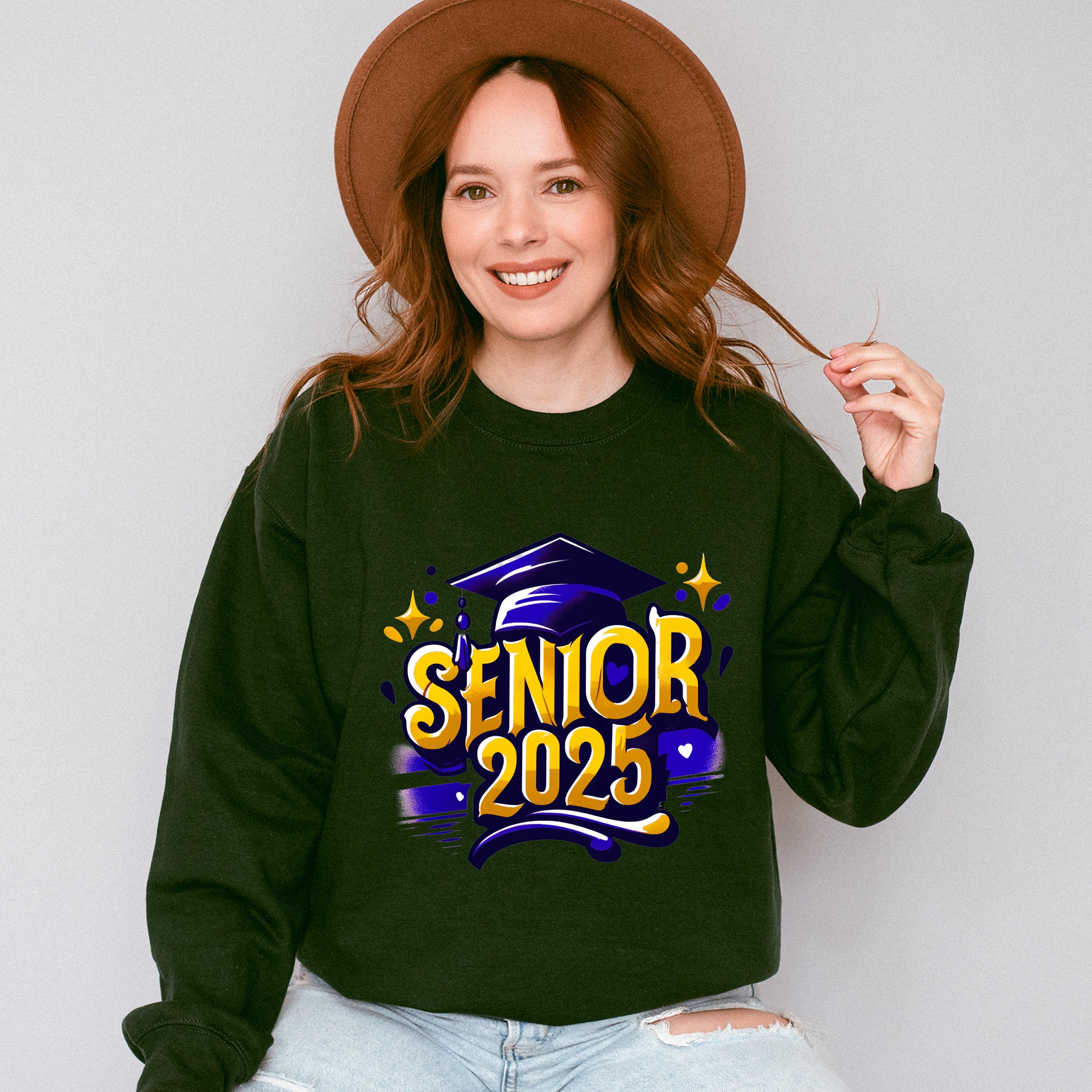 Senior 2025 Purple And Yellow - Graduation Unisex Crewneck T-Shirt Sweatshirt Hoodie