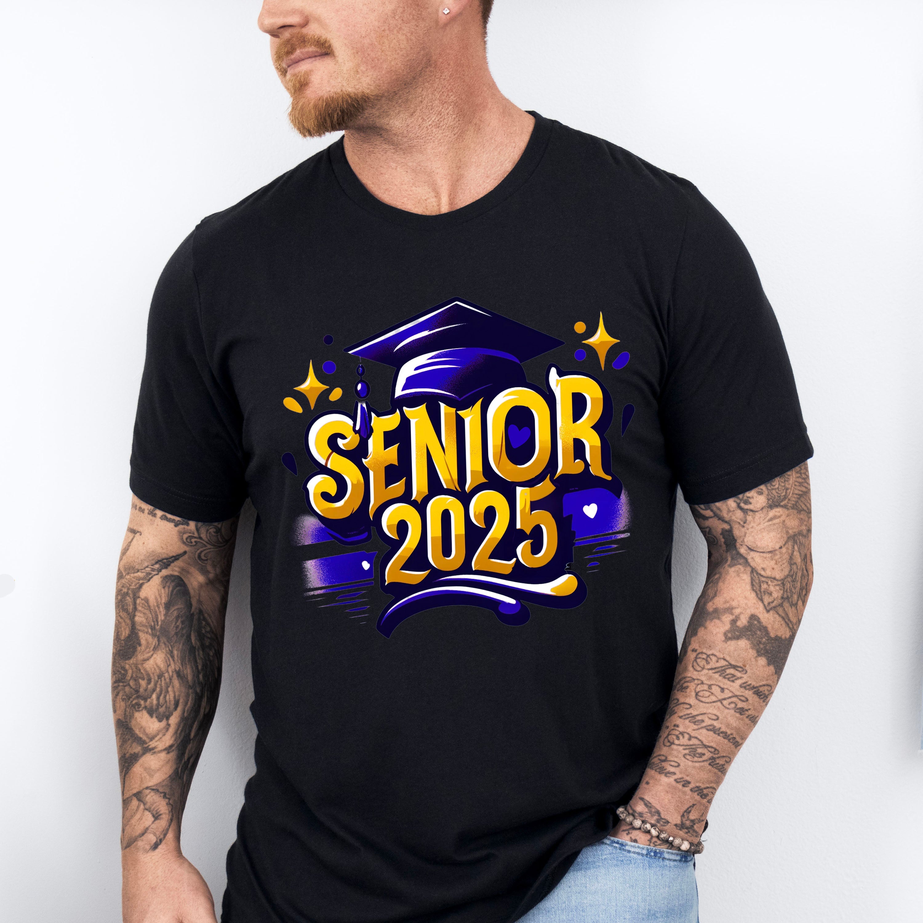 Senior 2025 Purple And Yellow - Graduation Unisex Crewneck T-Shirt Sweatshirt Hoodie