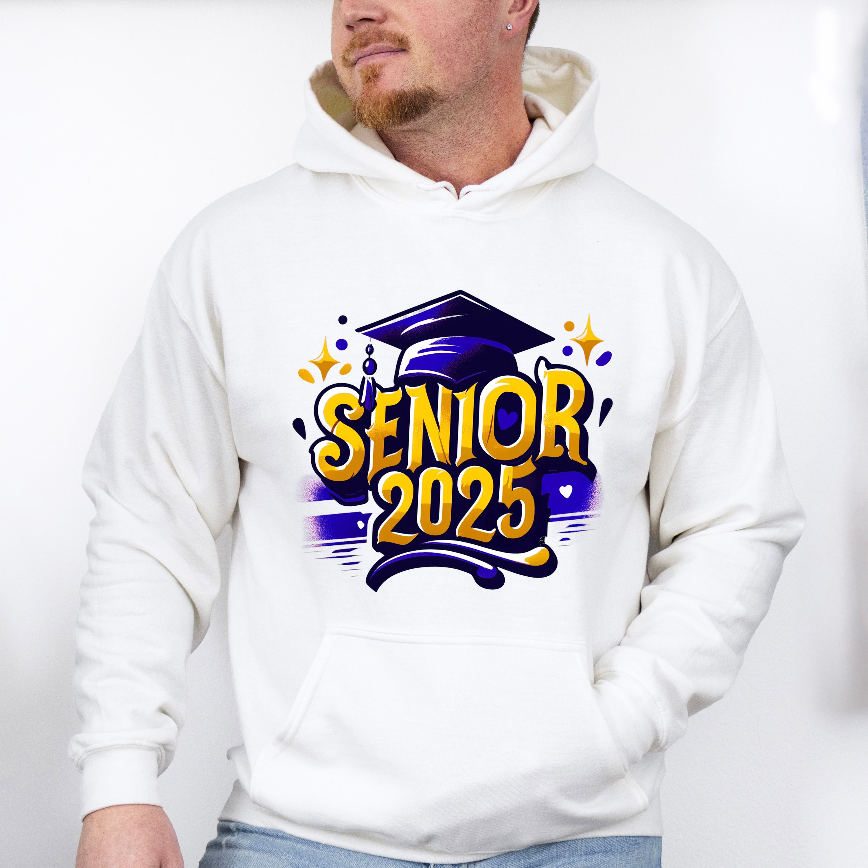 Senior 2025 Purple And Yellow - Graduation Unisex Crewneck T-Shirt Sweatshirt Hoodie