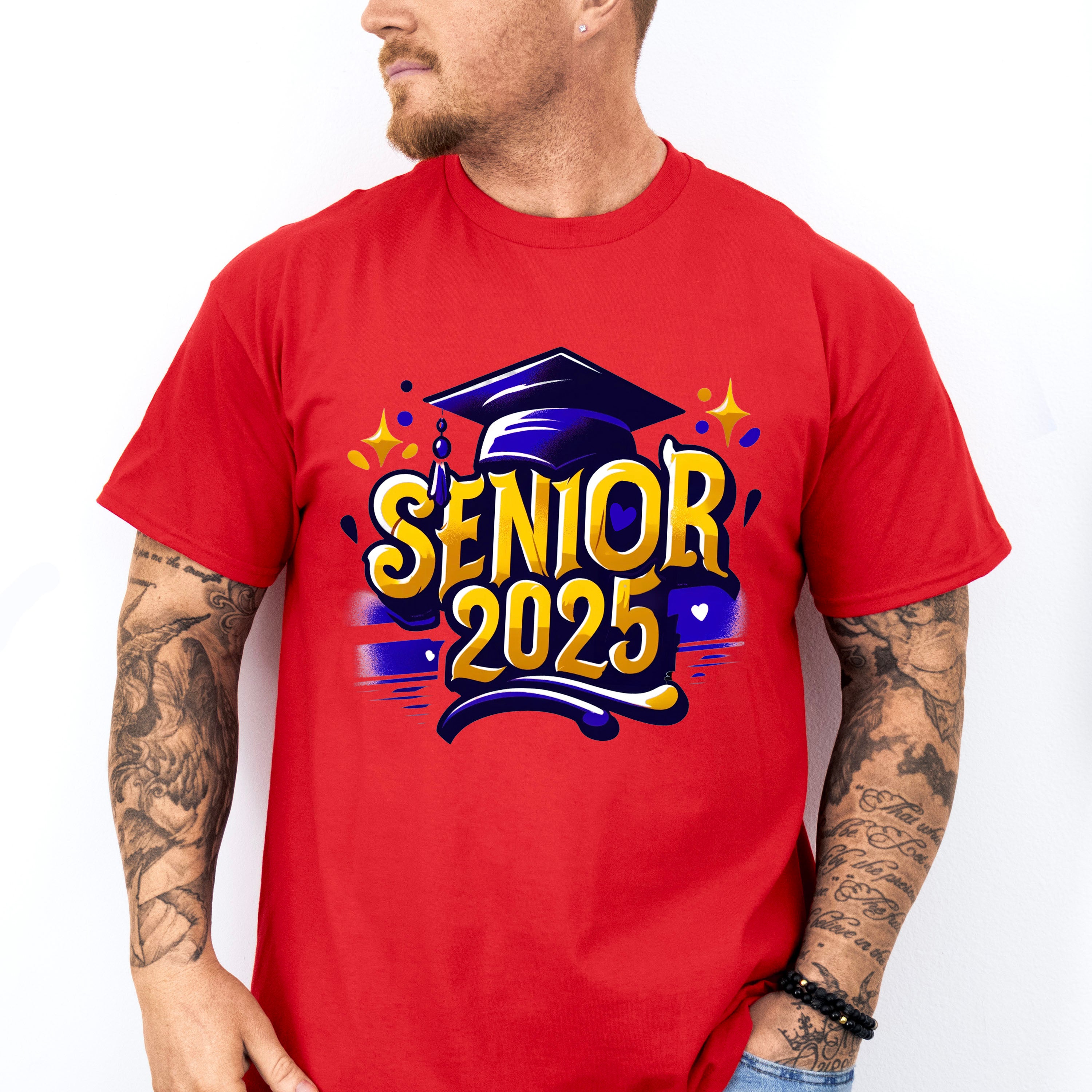 Senior 2025 Purple And Yellow - Graduation Unisex Crewneck T-Shirt Sweatshirt Hoodie