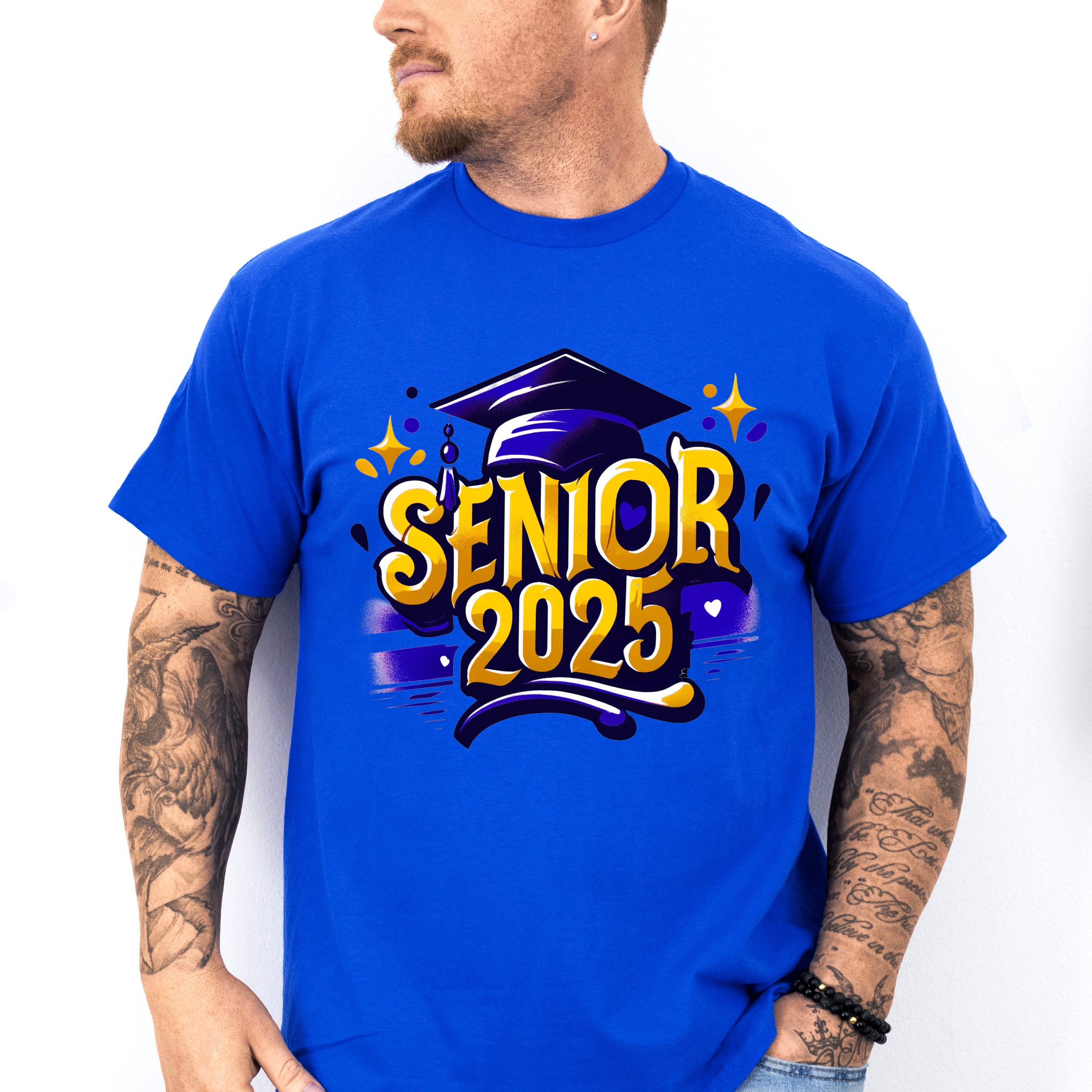 Senior 2025 Purple And Yellow - Graduation Unisex Crewneck T-Shirt Sweatshirt Hoodie
