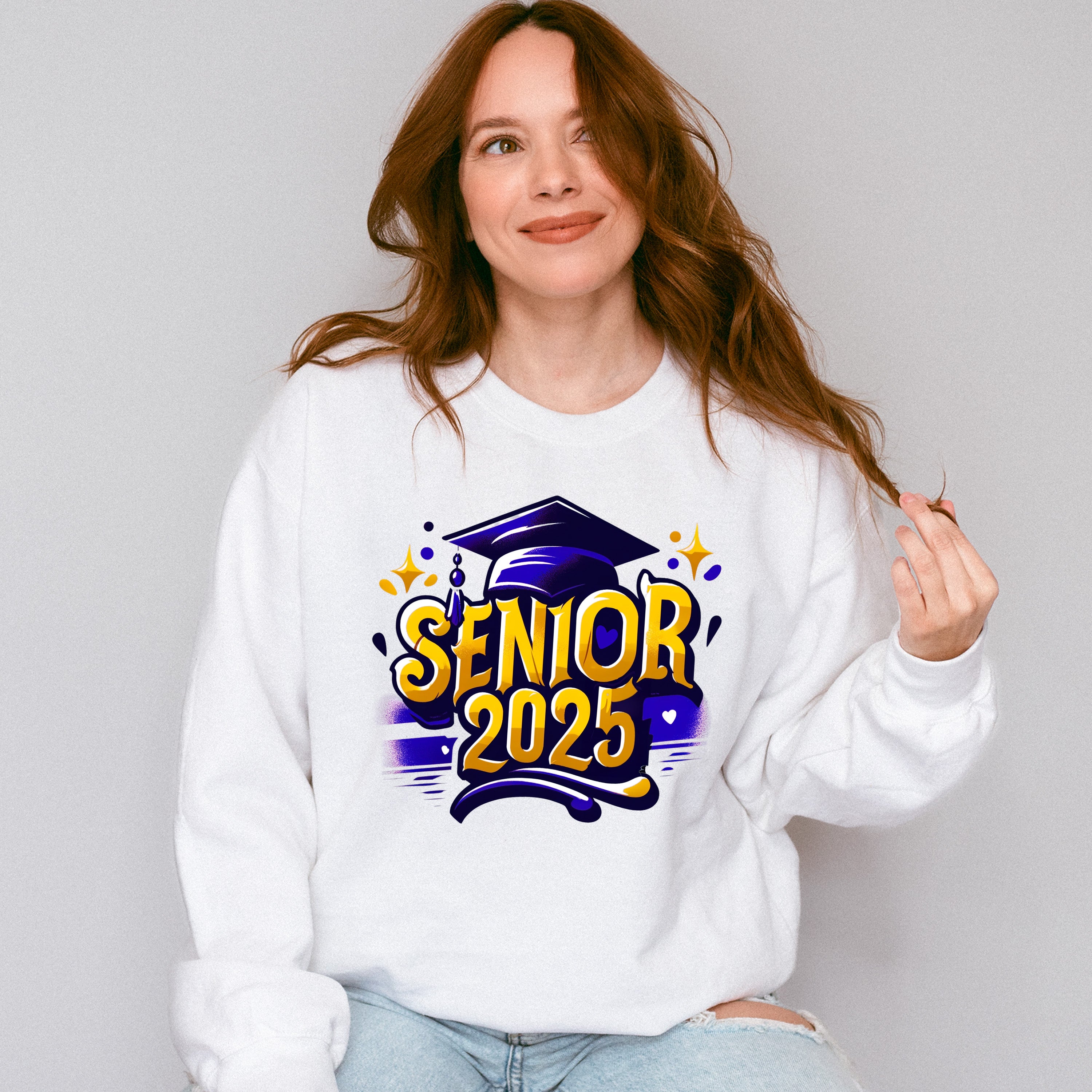 Senior 2025 Purple And Yellow - Graduation Unisex Crewneck T-Shirt Sweatshirt Hoodie