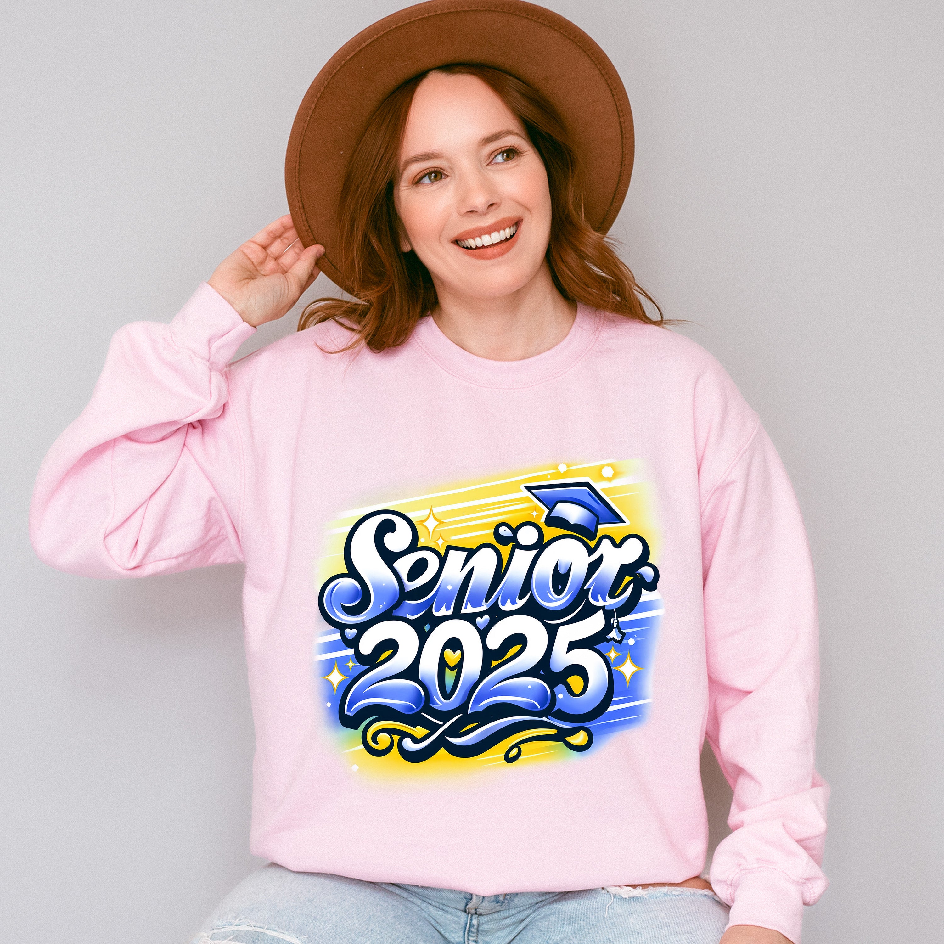 Senior 2025 Blue And Yellow - Graduation Unisex Crewneck T-Shirt Sweatshirt Hoodie