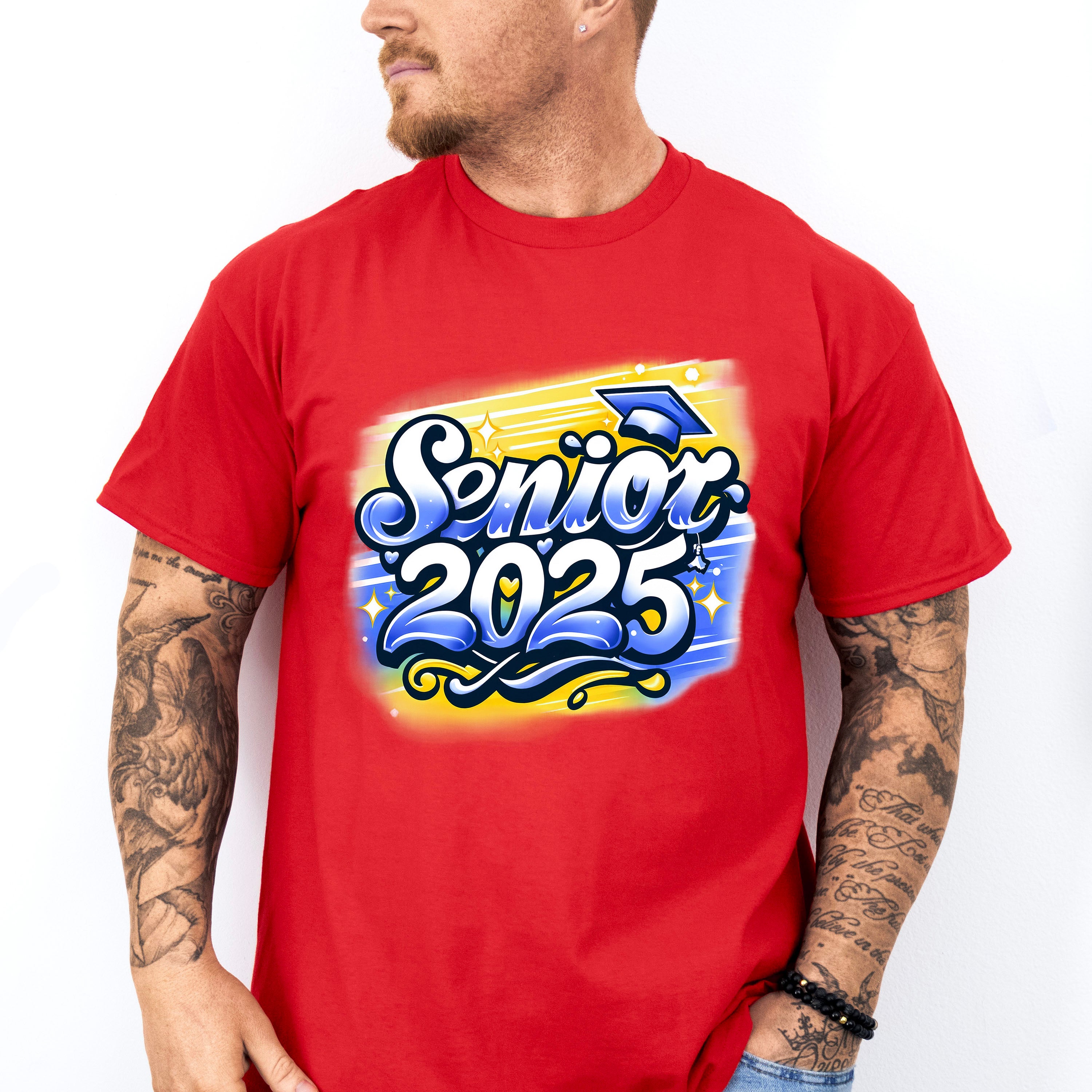 Senior 2025 Blue And Yellow - Graduation Unisex Crewneck T-Shirt Sweatshirt Hoodie