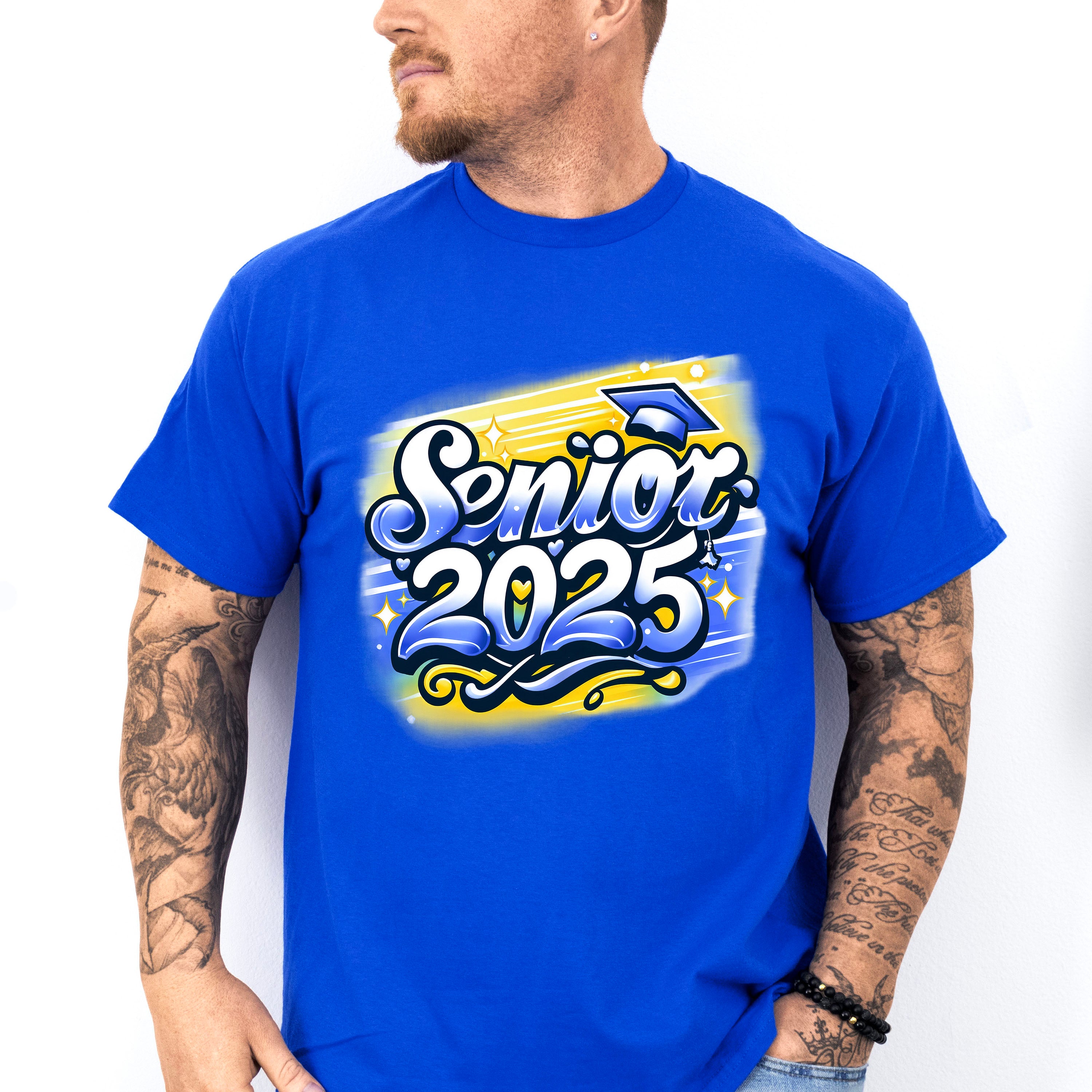Senior 2025 Blue And Yellow - Graduation Unisex Crewneck T-Shirt Sweatshirt Hoodie