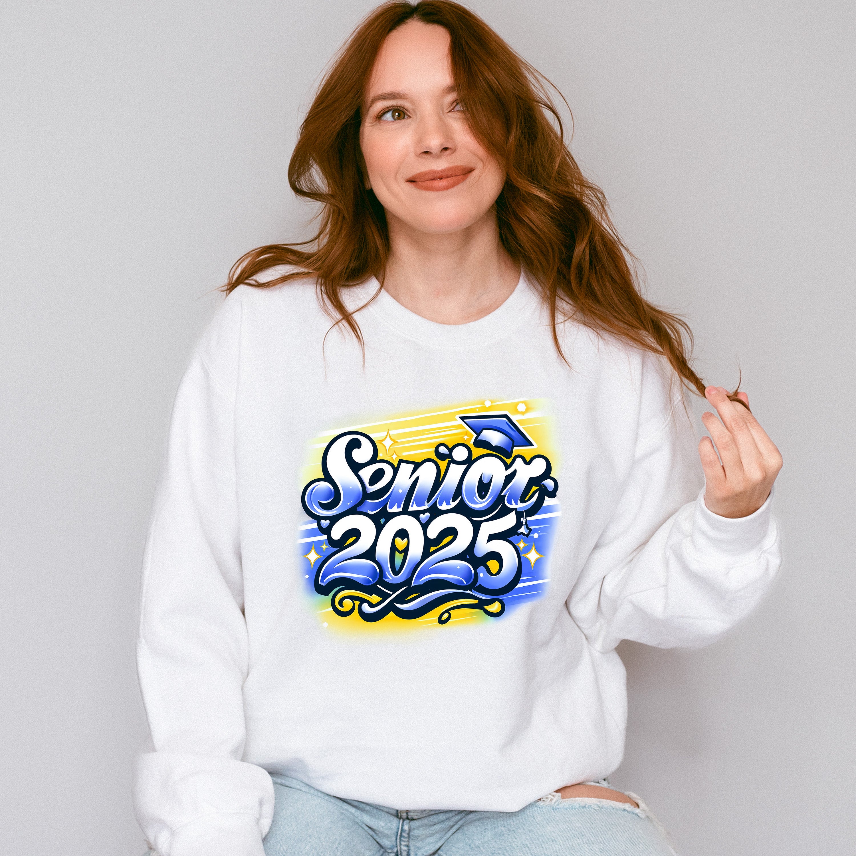 Senior 2025 Blue And Yellow - Graduation Unisex Crewneck T-Shirt Sweatshirt Hoodie