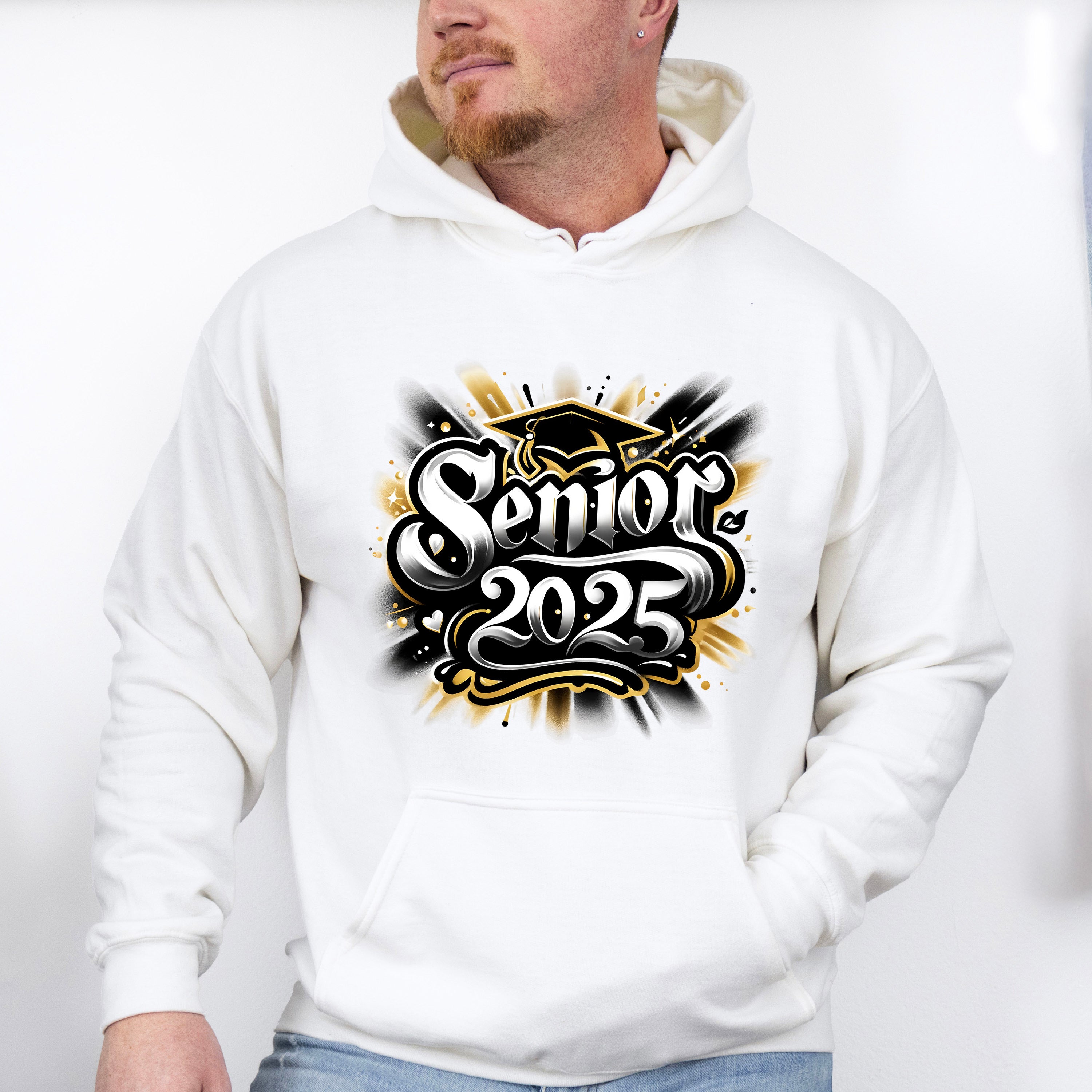 Senior 2025 Black And Yellow - Graduation Unisex Crewneck T-Shirt Sweatshirt Hoodie