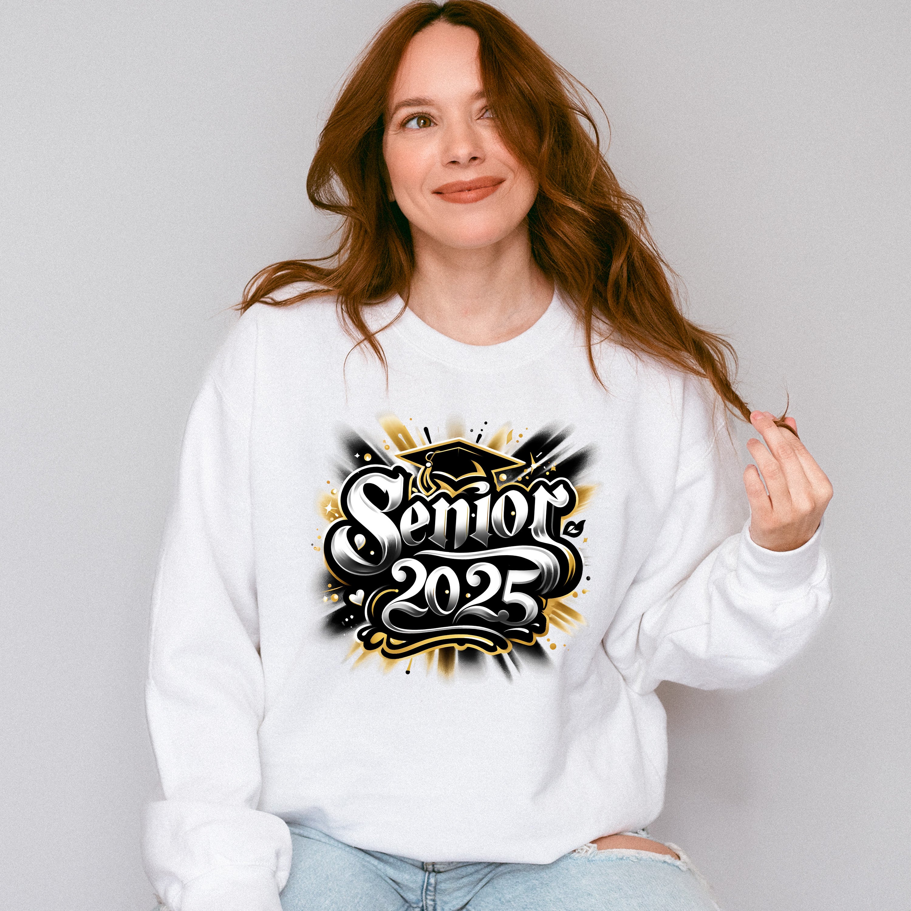 Senior 2025 Black And Yellow - Graduation Unisex Crewneck T-Shirt Sweatshirt Hoodie