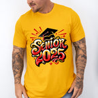 Senior 2025 Yellow And Red Design - Graduation Unisex Crewneck T-Shirt Sweatshirt Hoodie