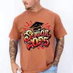 Senior 2025 Yellow And Red Design - Graduation Unisex Crewneck T-Shirt Sweatshirt Hoodie