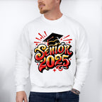 Senior 2025 Yellow And Red Design - Graduation Unisex Crewneck T-Shirt Sweatshirt Hoodie