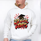 Senior 2025 Yellow And Red Design - Graduation Unisex Crewneck T-Shirt Sweatshirt Hoodie