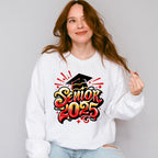 Senior 2025 Yellow And Red Design - Graduation Unisex Crewneck T-Shirt Sweatshirt Hoodie