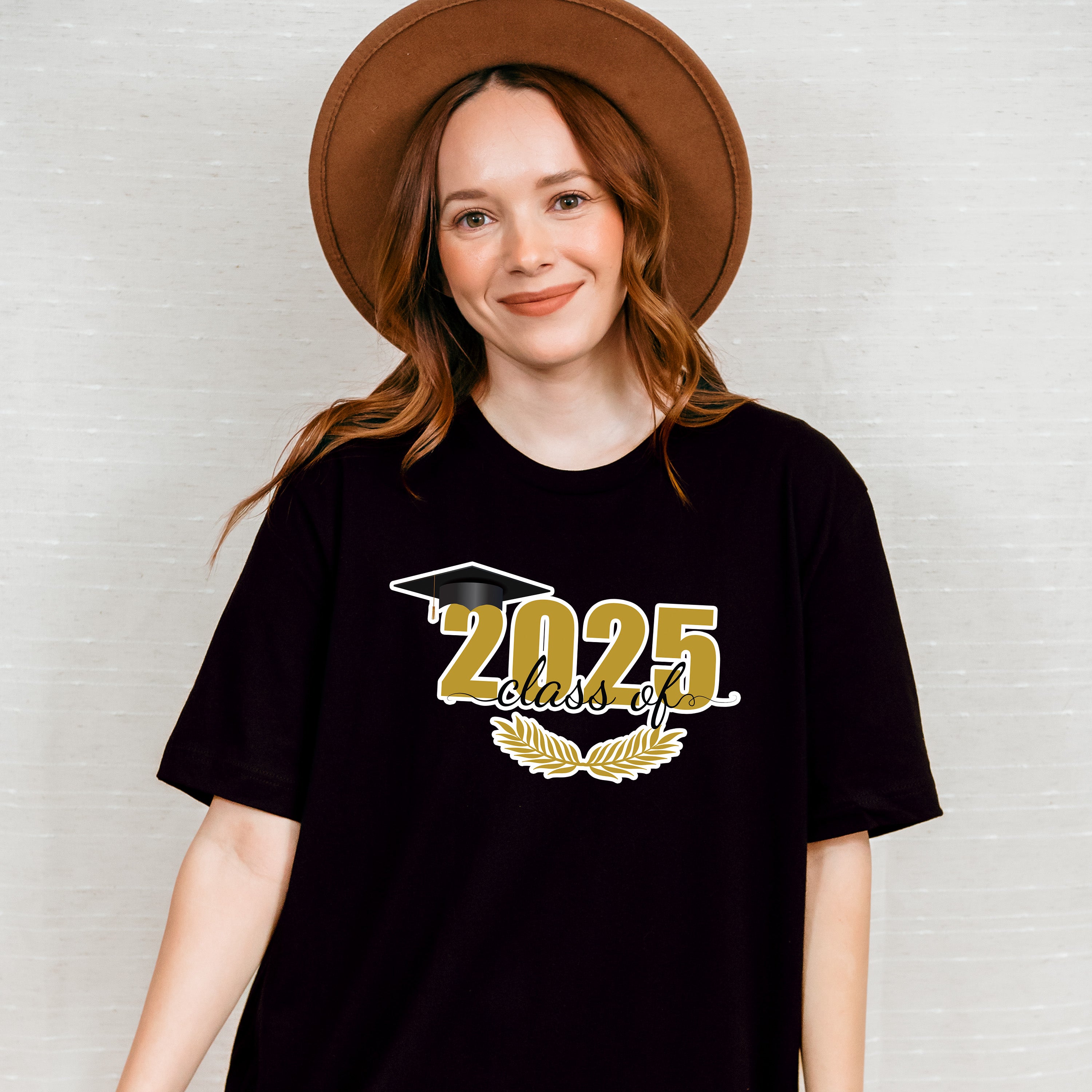 Class Of 2025 Yellow Laurel Design - Graduation Unisex Crewneck T-Shirt Sweatshirt Hoodie