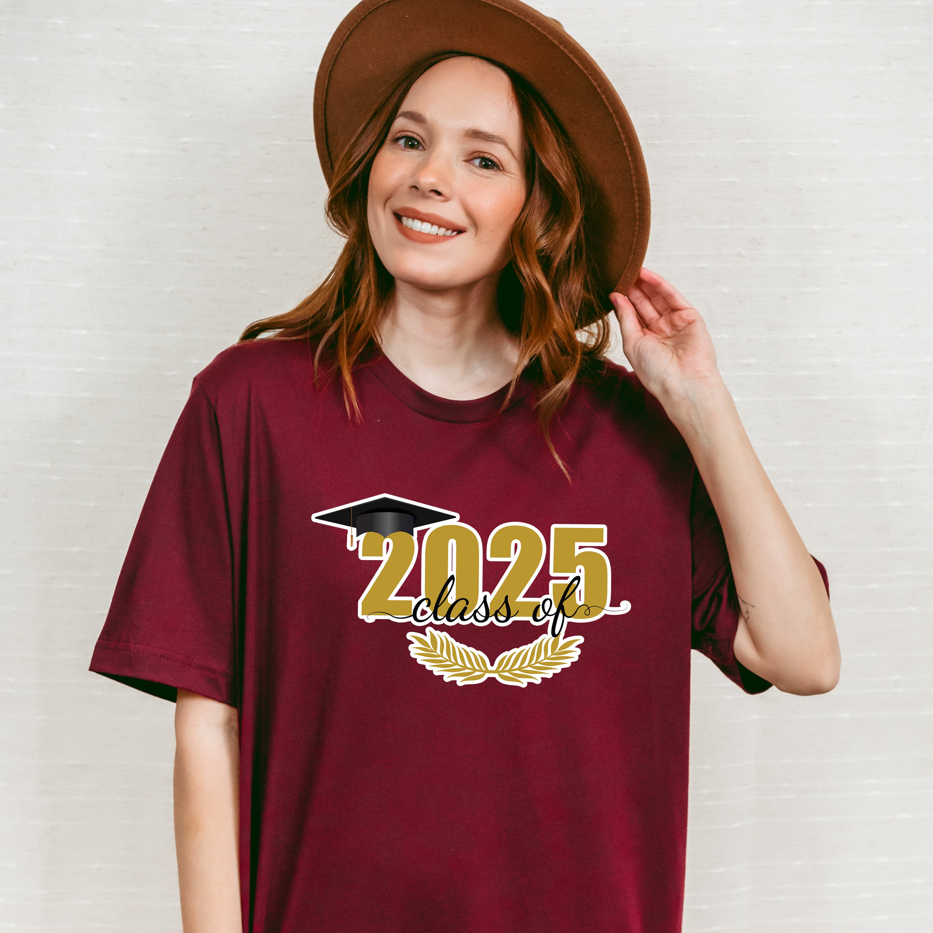 Class Of 2025 Yellow Laurel Design - Graduation Unisex Crewneck T-Shirt Sweatshirt Hoodie