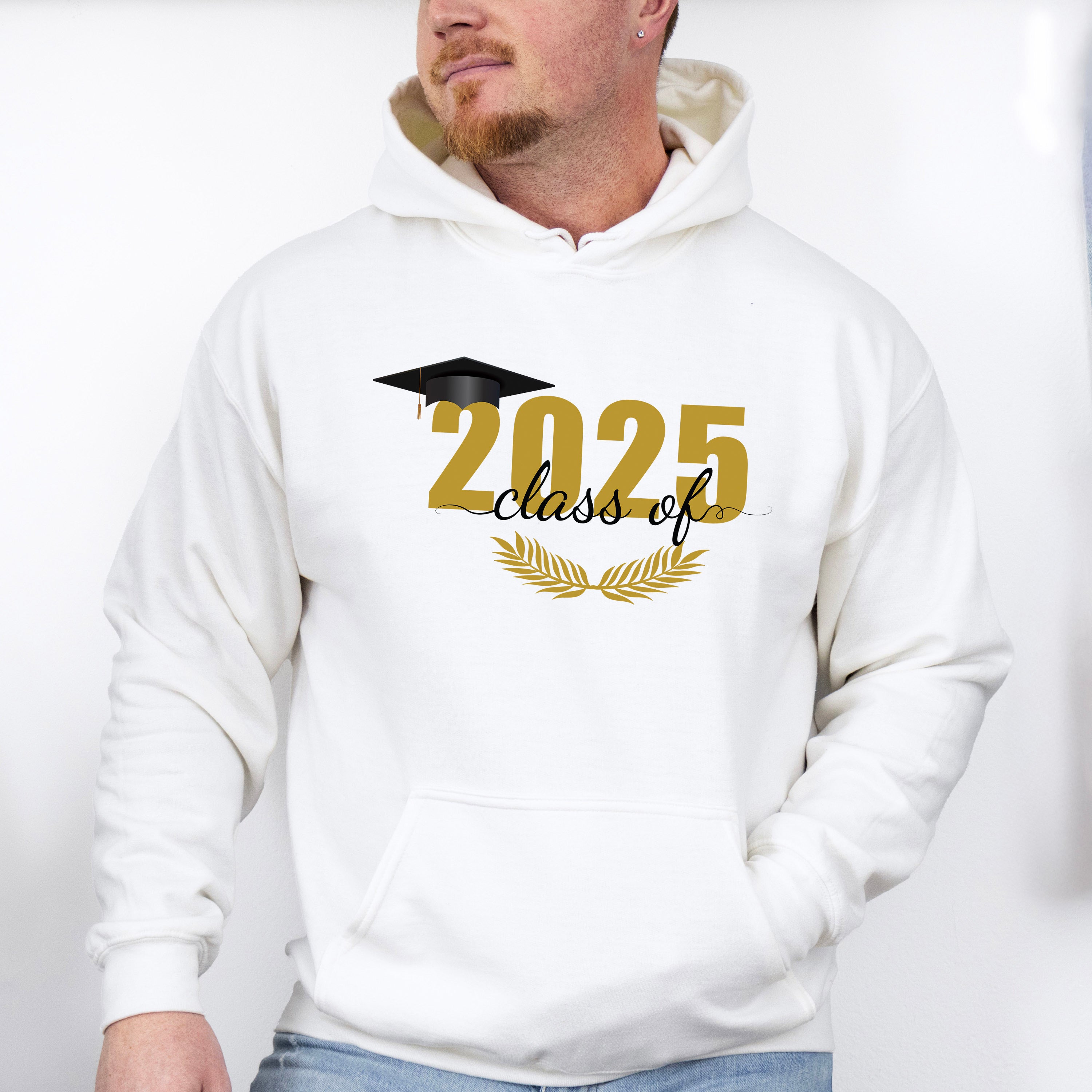 Class Of 2025 Yellow Laurel Design - Graduation Unisex Crewneck T-Shirt Sweatshirt Hoodie
