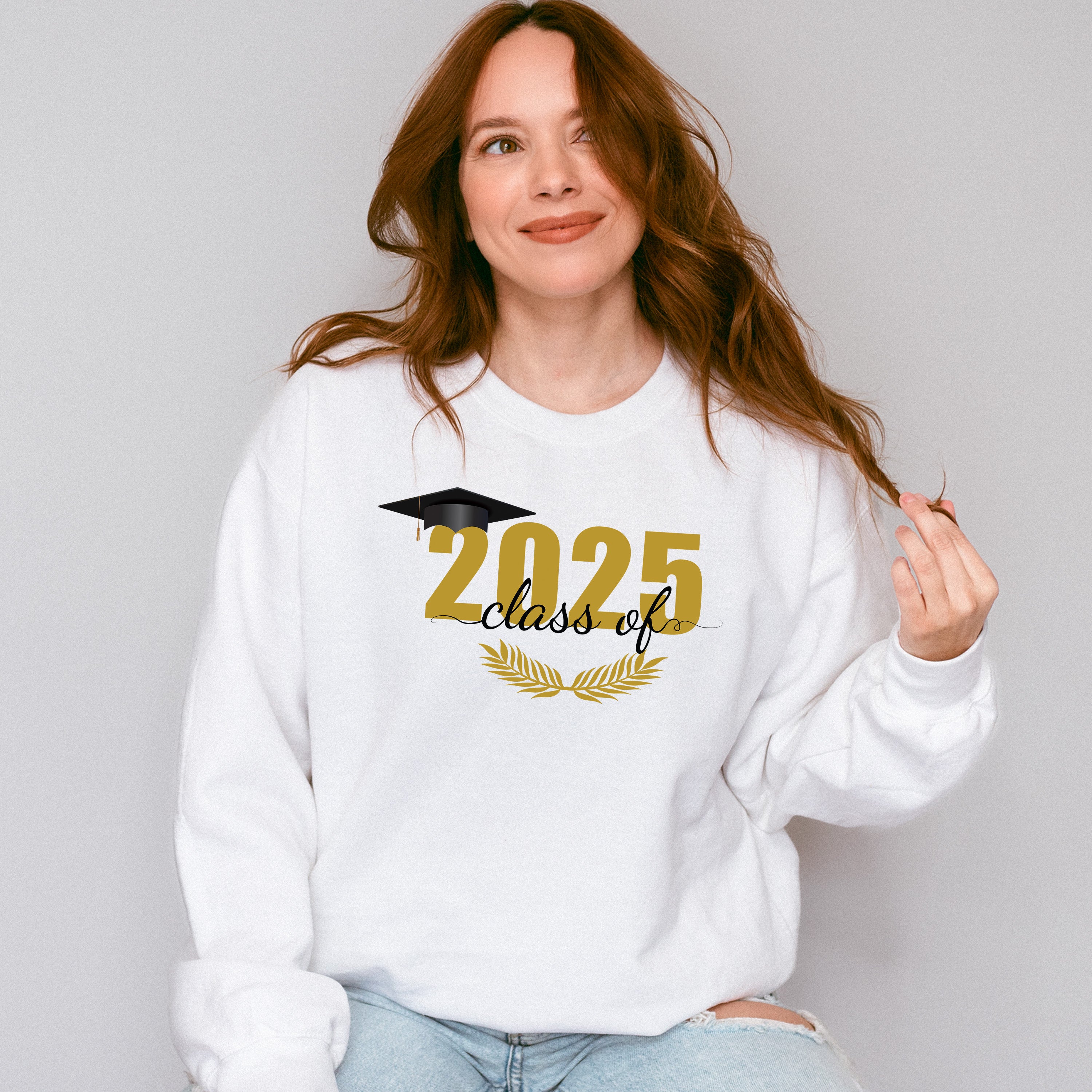Class Of 2025 Yellow Laurel Design - Graduation Unisex Crewneck T-Shirt Sweatshirt Hoodie